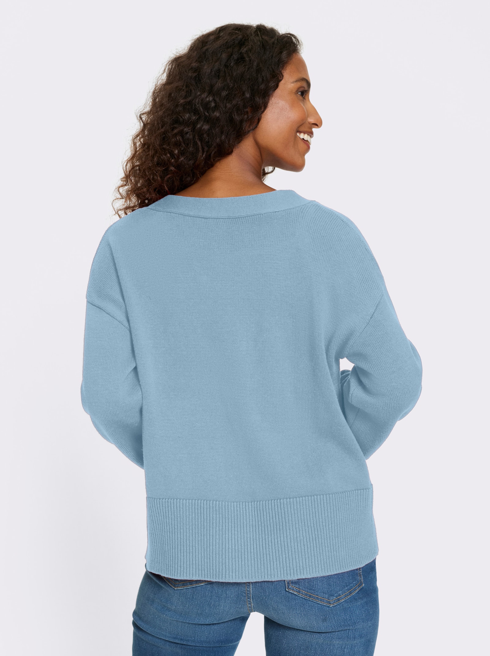 heine Strickjacke mit V-Ausschnitt - eisblau