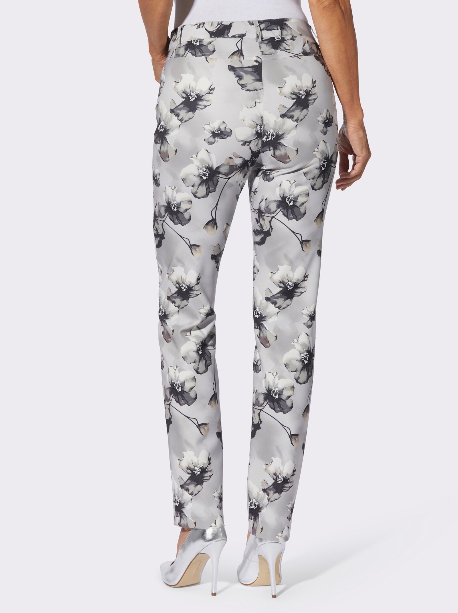 Druckhose mit Stretch-Anteil - hellgrau-graphit-bedruckt