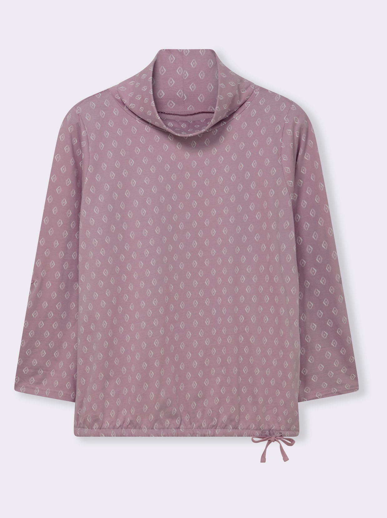 Rollkragenshirt Mit Krempel-Ärmel - mauve-ecru-bedruckt