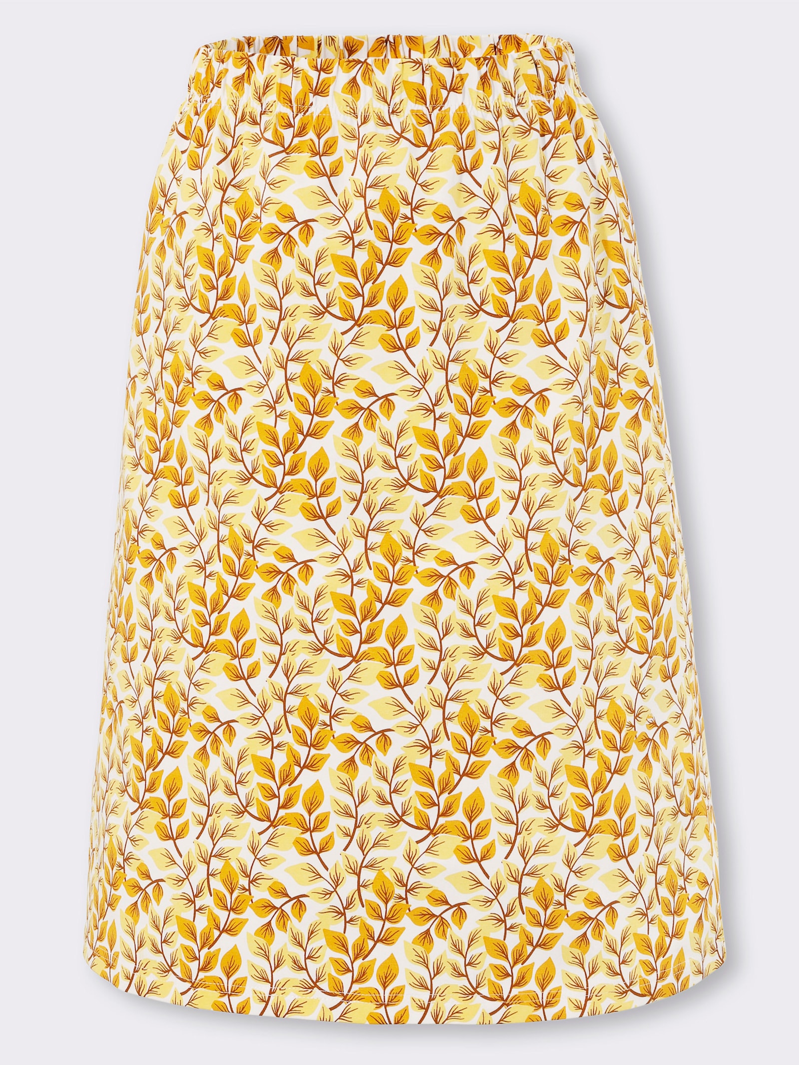 Comfortrok met comfortband rondom - ecru/oker bedrukt