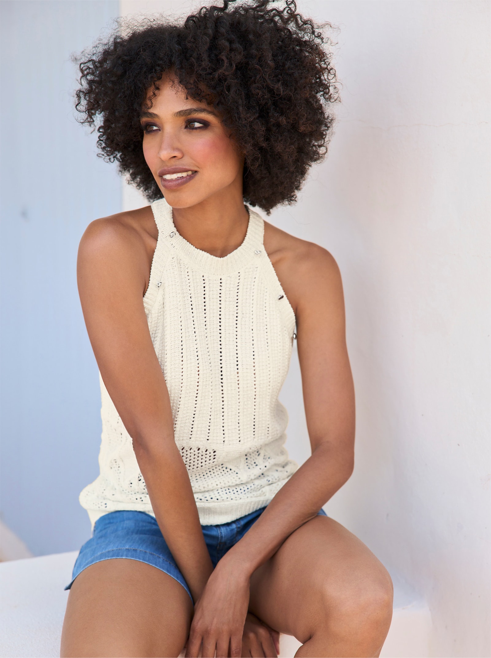 heine Style twinset façon boléro - écru