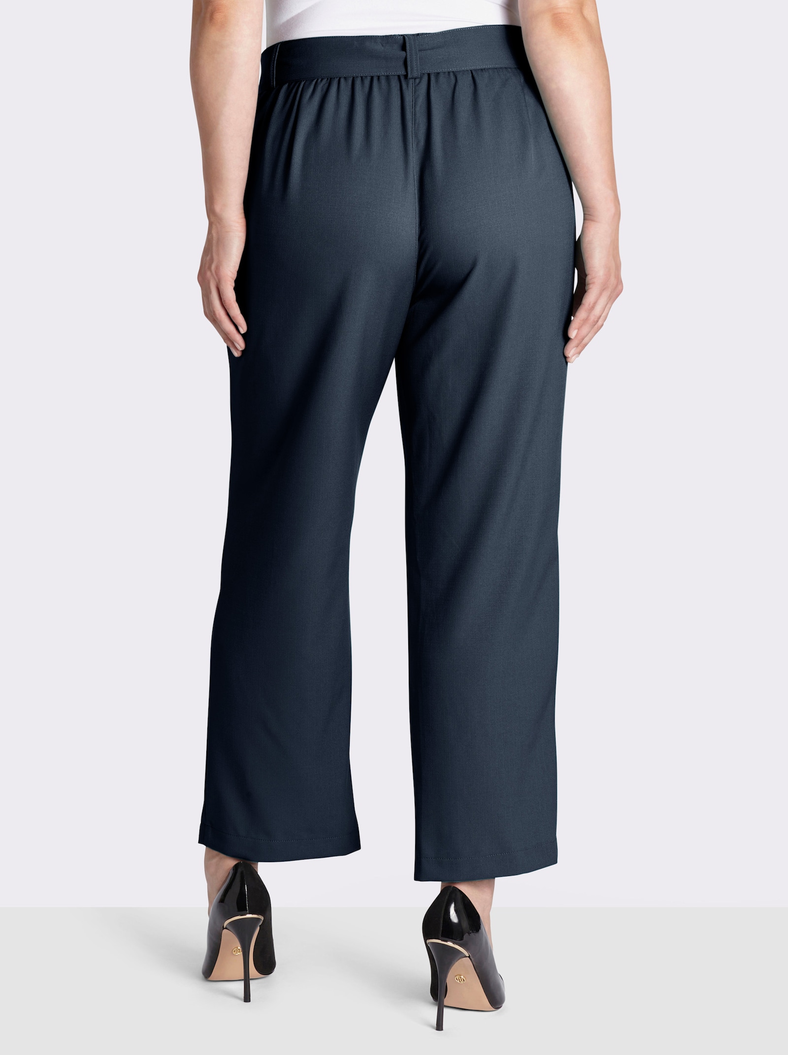 Palazzohose mit Bindegürtel - marine