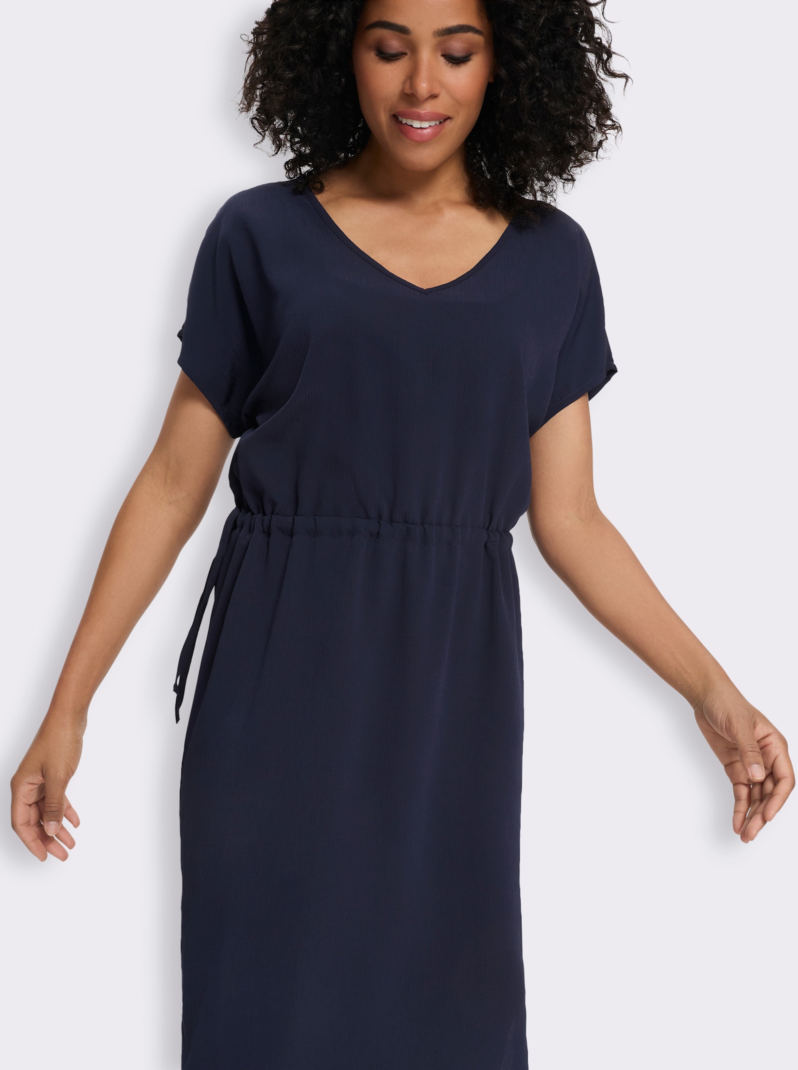 Sommerkleid mit Tunnelzug in der Taille - marine