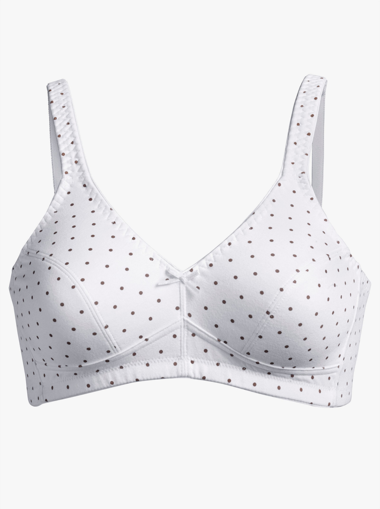 wäschepur BH ohne Bügel im Tupfen-Dessin - weiß + taupe
