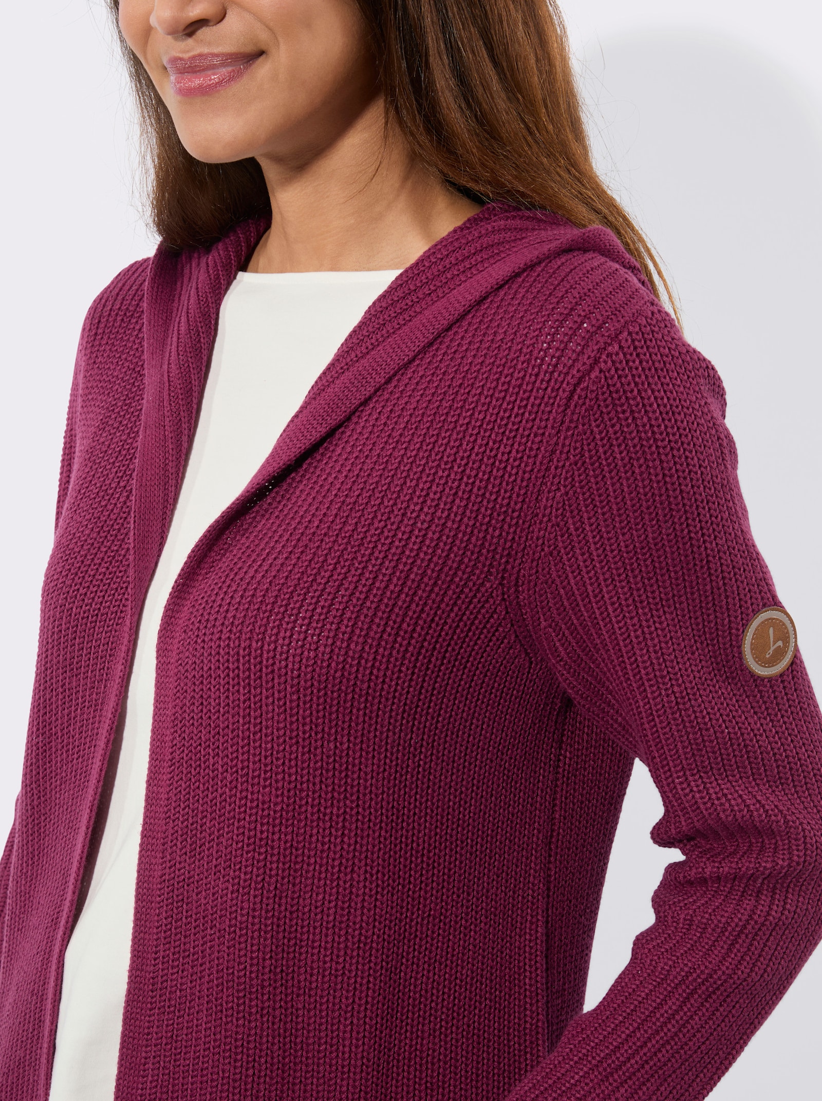 Strickmantel in offener Form - bordeaux