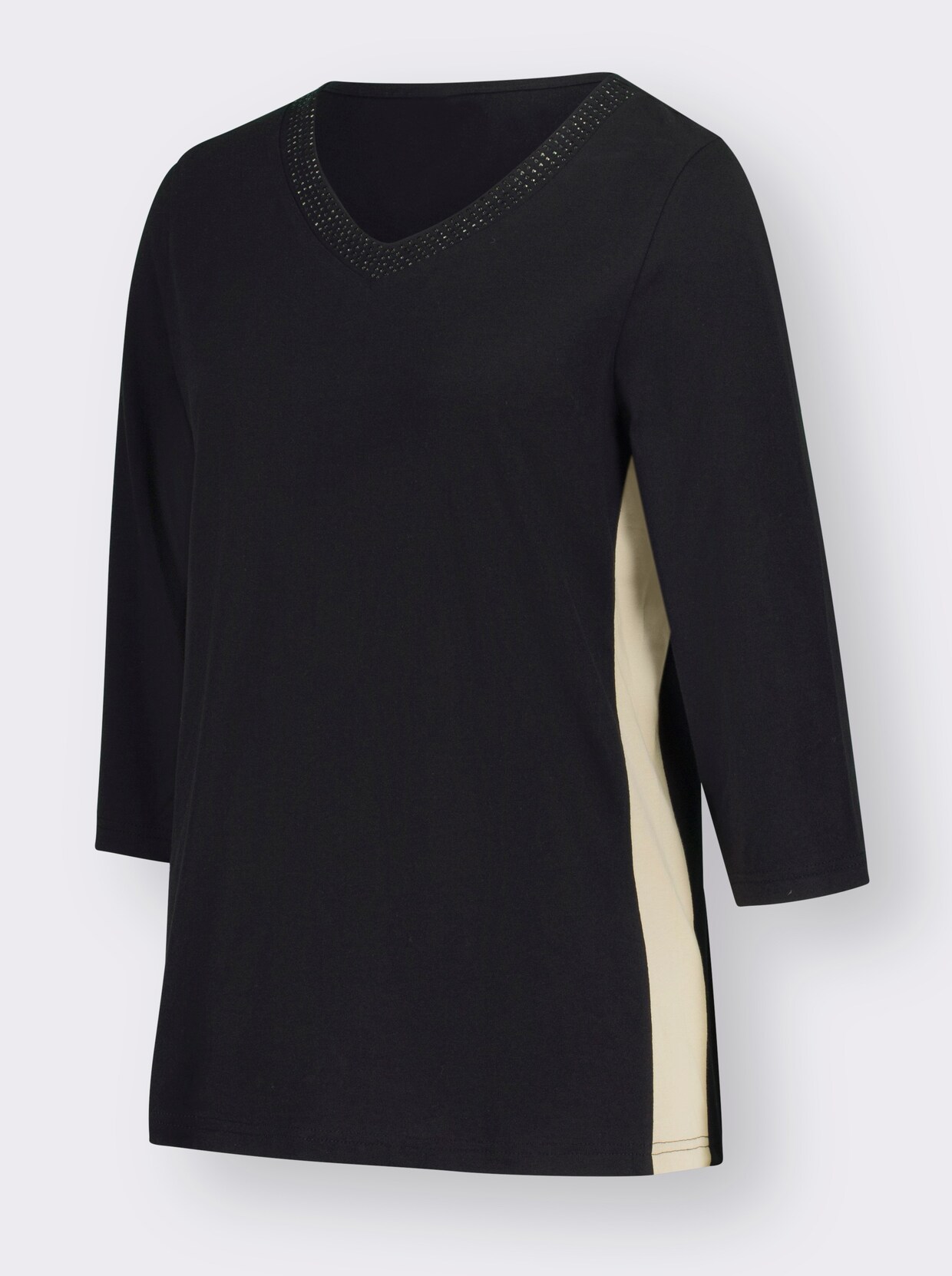 Shirt met V-hals - zwart