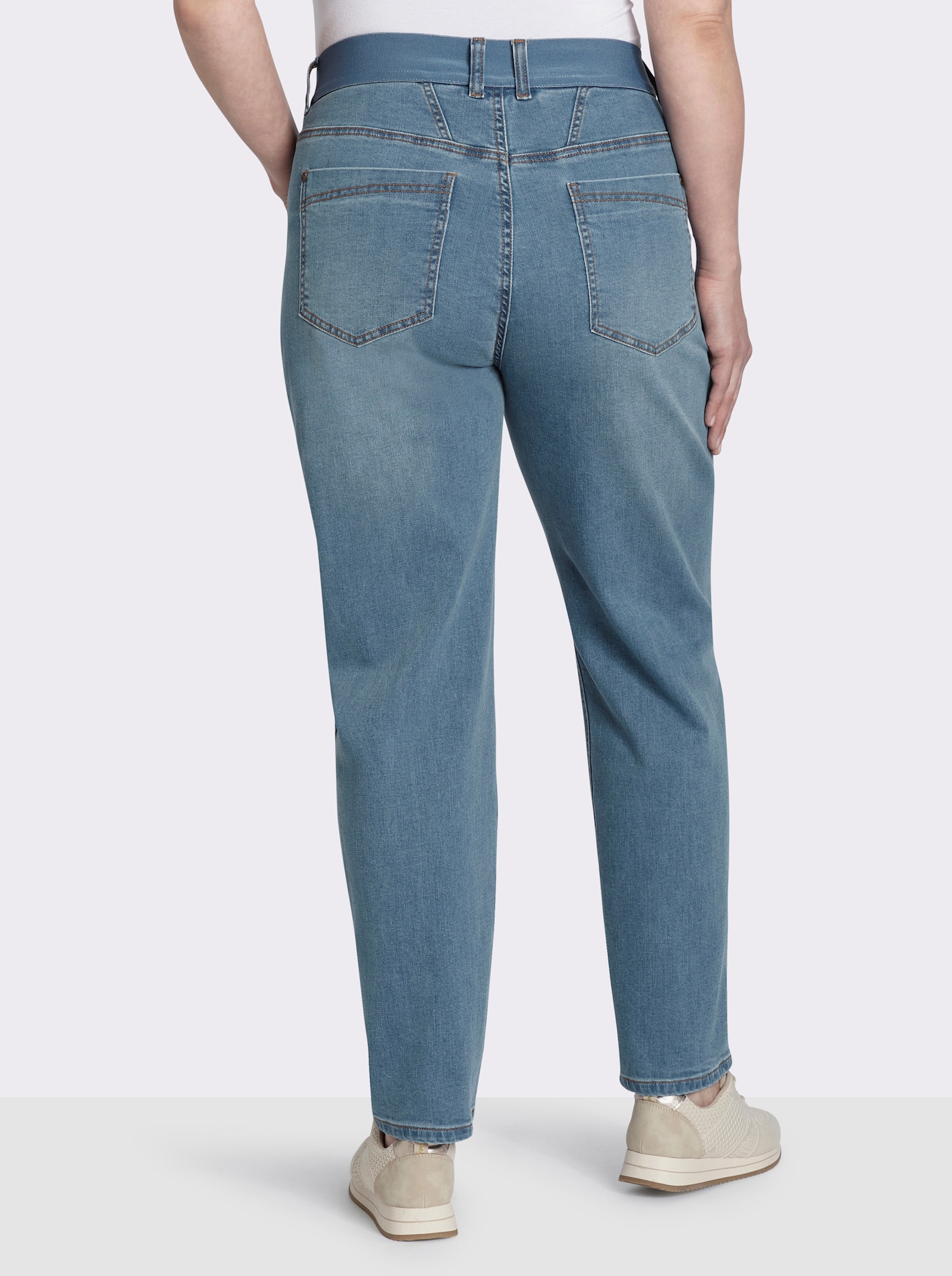 sheego Jeans mit schmalem Bein und Komfortbund - blue-bleached