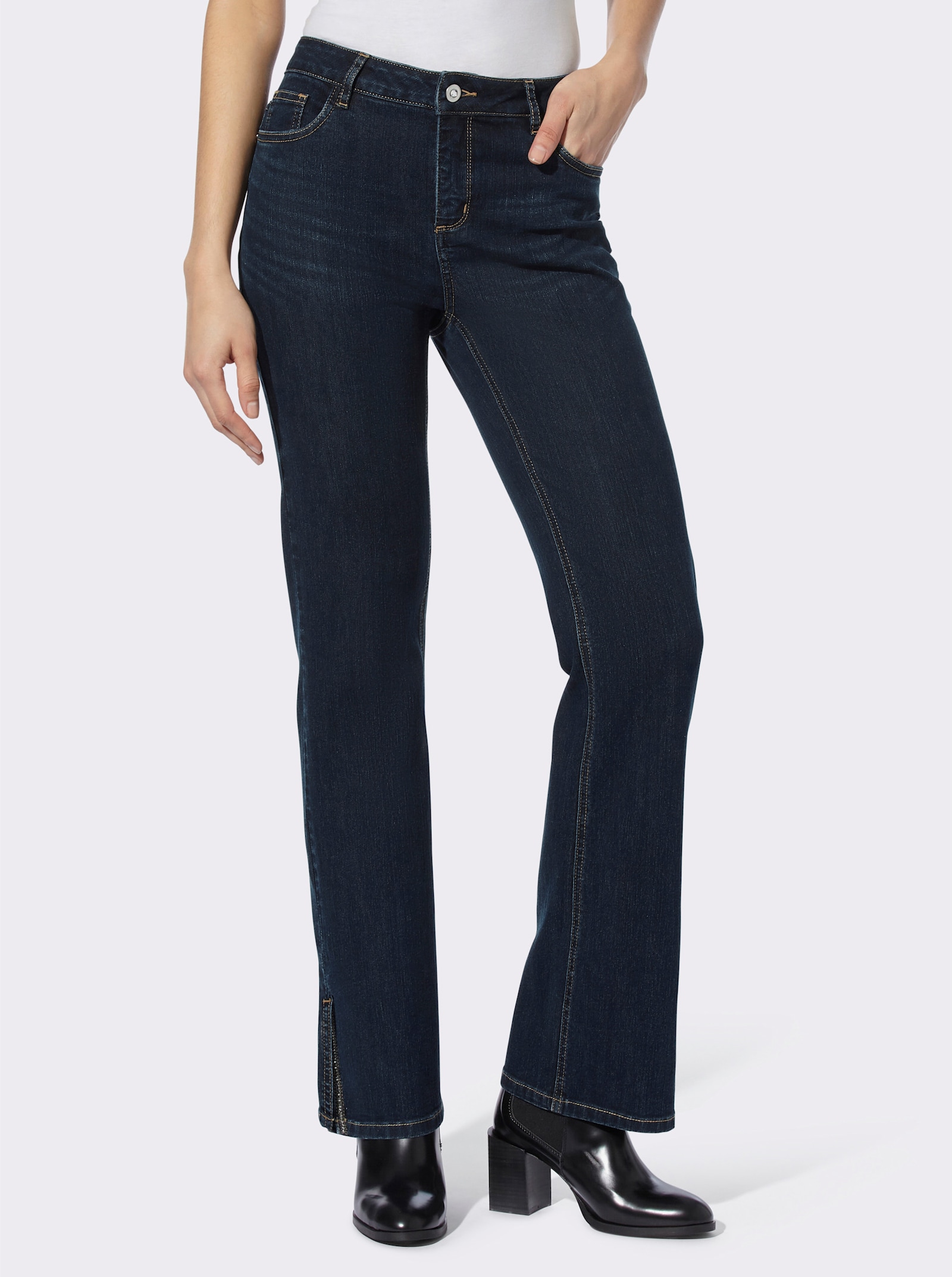 heine 5-Pocket-Jeans mit Ziersteinen - dark blue