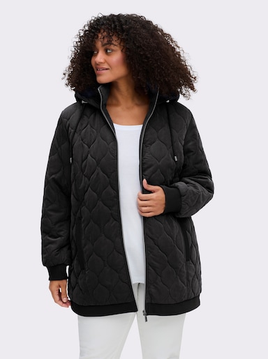 sheego Blousonjacke mit Wellensteppung, warm wattiert - schwarz