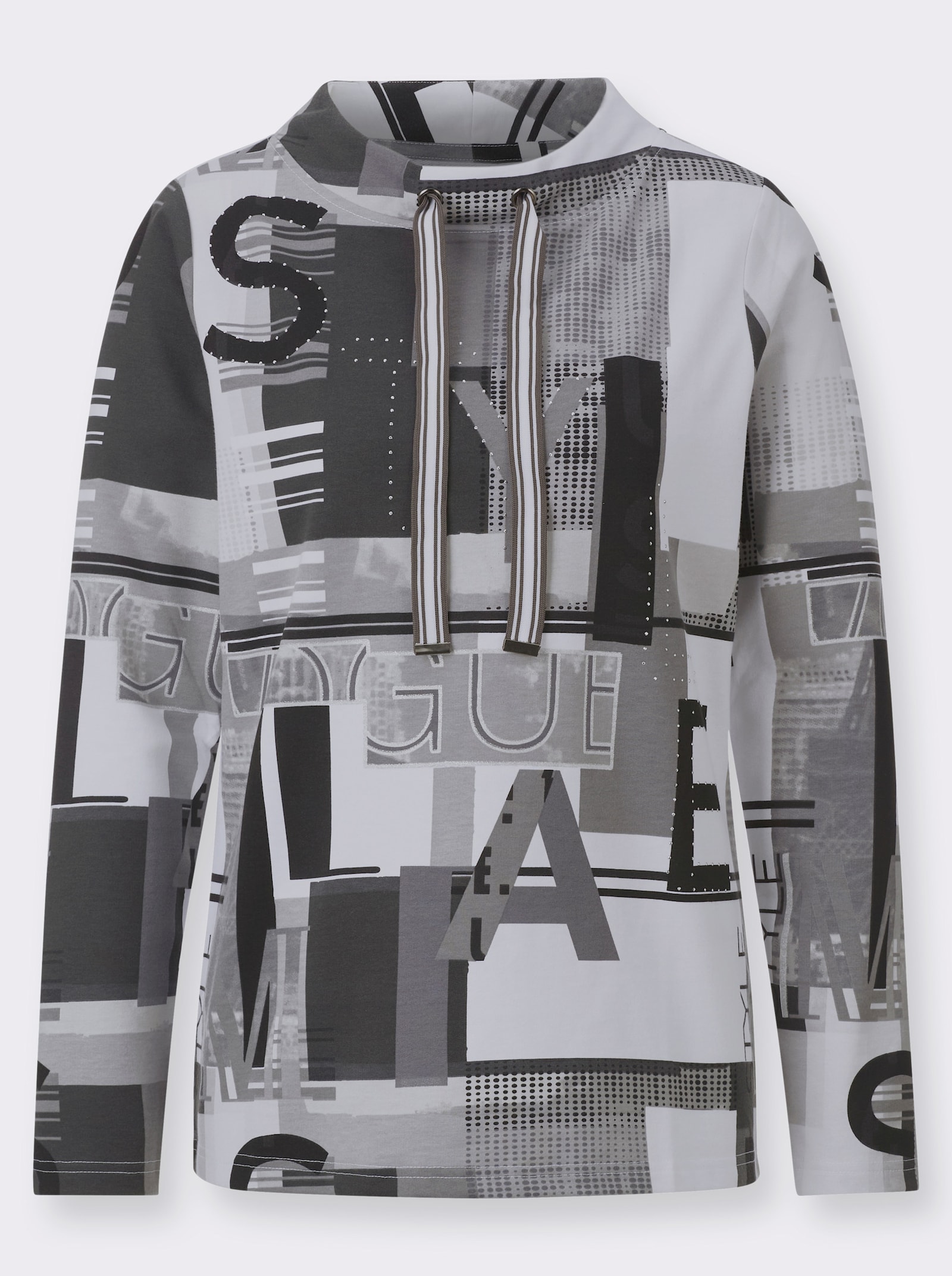 Sweatshirt mit Buchstaben-Print - schwarz-ecru