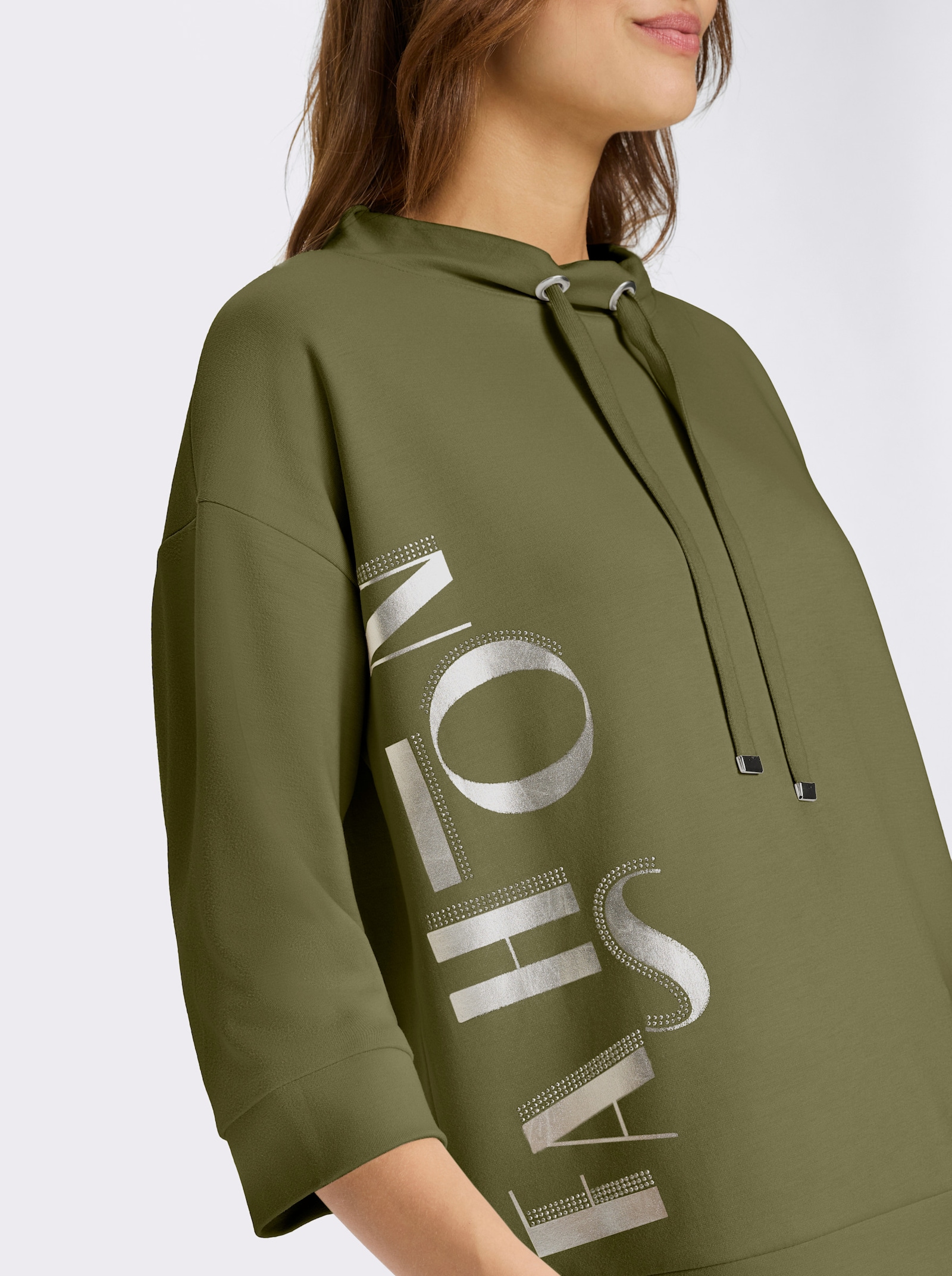 Sweatshirt mit Schriftzug - oliv