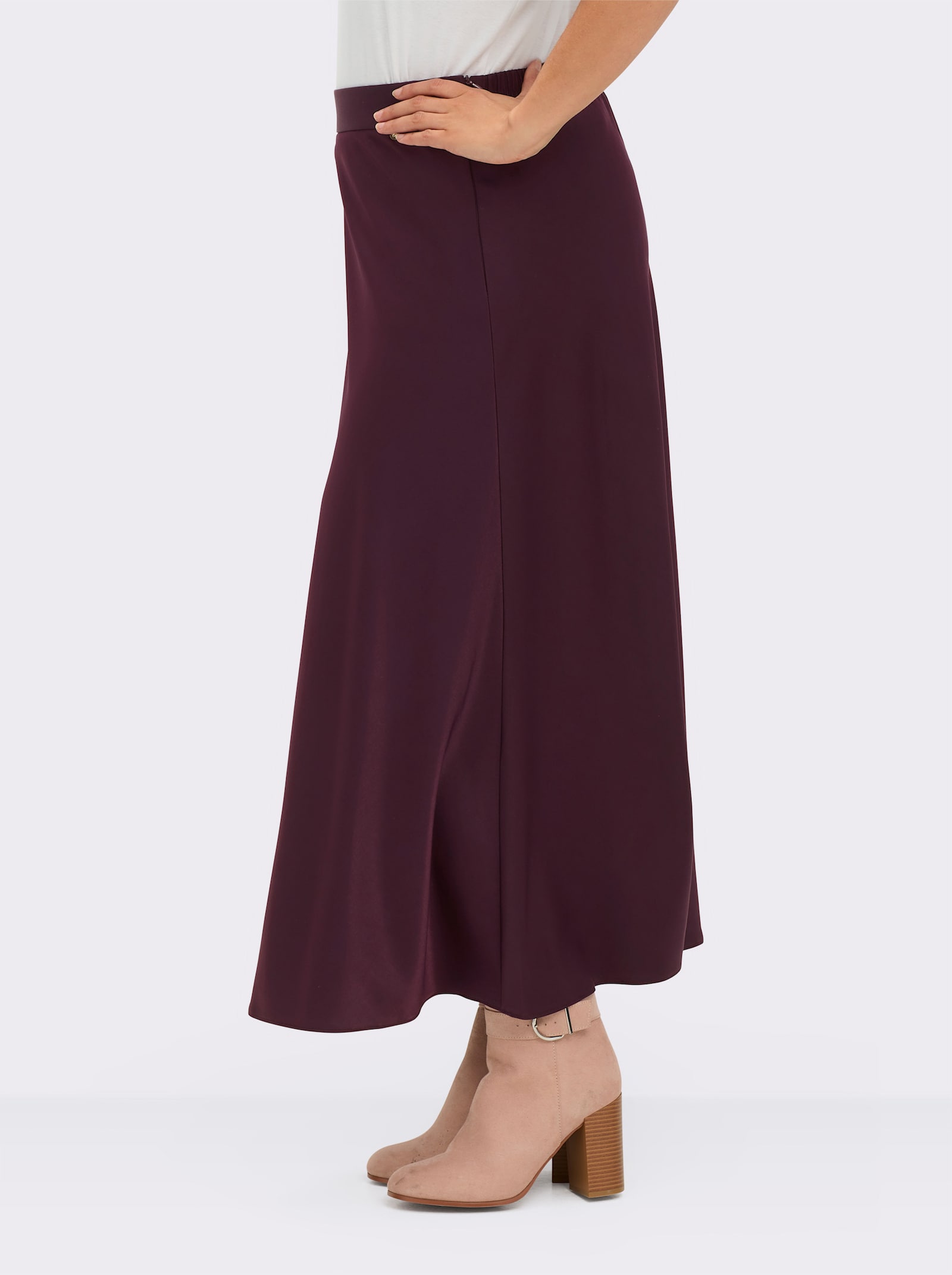 sheego Satinrock mit verdecktem Reissverschluss - burgund