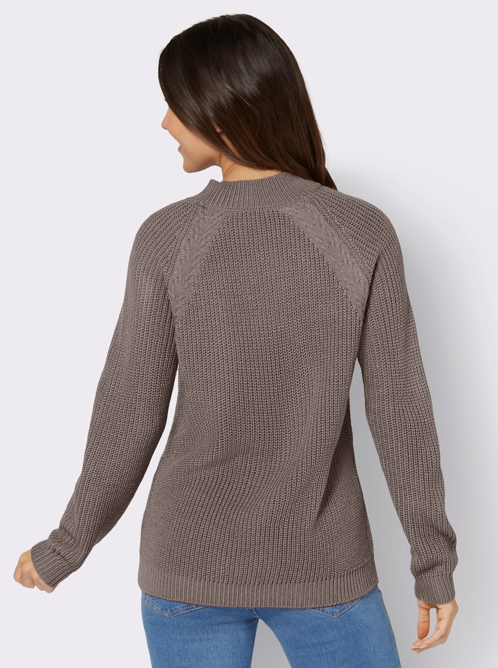 Stehkragenpullover mit Raglan-Ärmeln - taupe