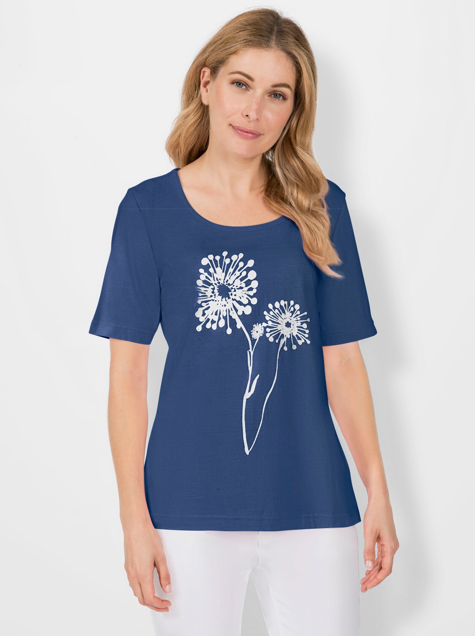 T-shirt imprimé en pur coton - bleu jean