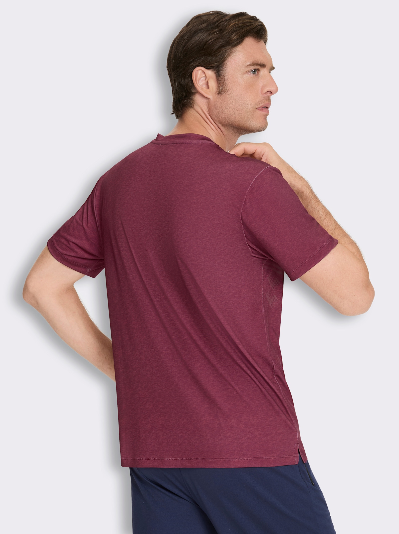 Funktionsshirt mit Seitenschlitzen - dunkelrot-meliert
