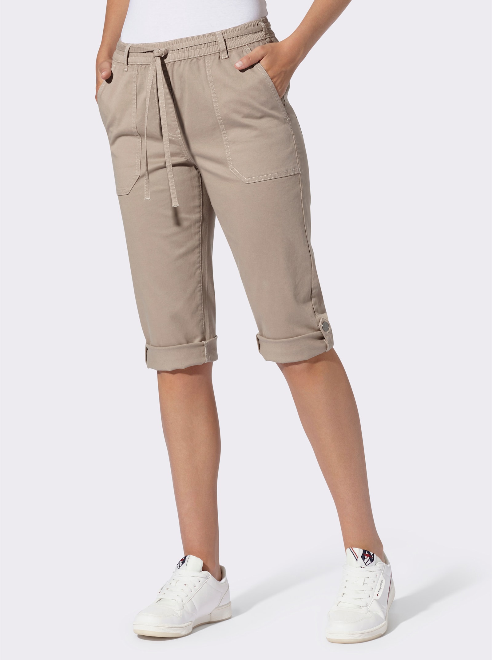heine Baumwollhose in Capri-Länge - sesam