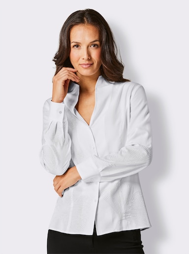 CREATION L PREMIUM Langarm-Bluse mit hochwertiger Stickerei - ecru