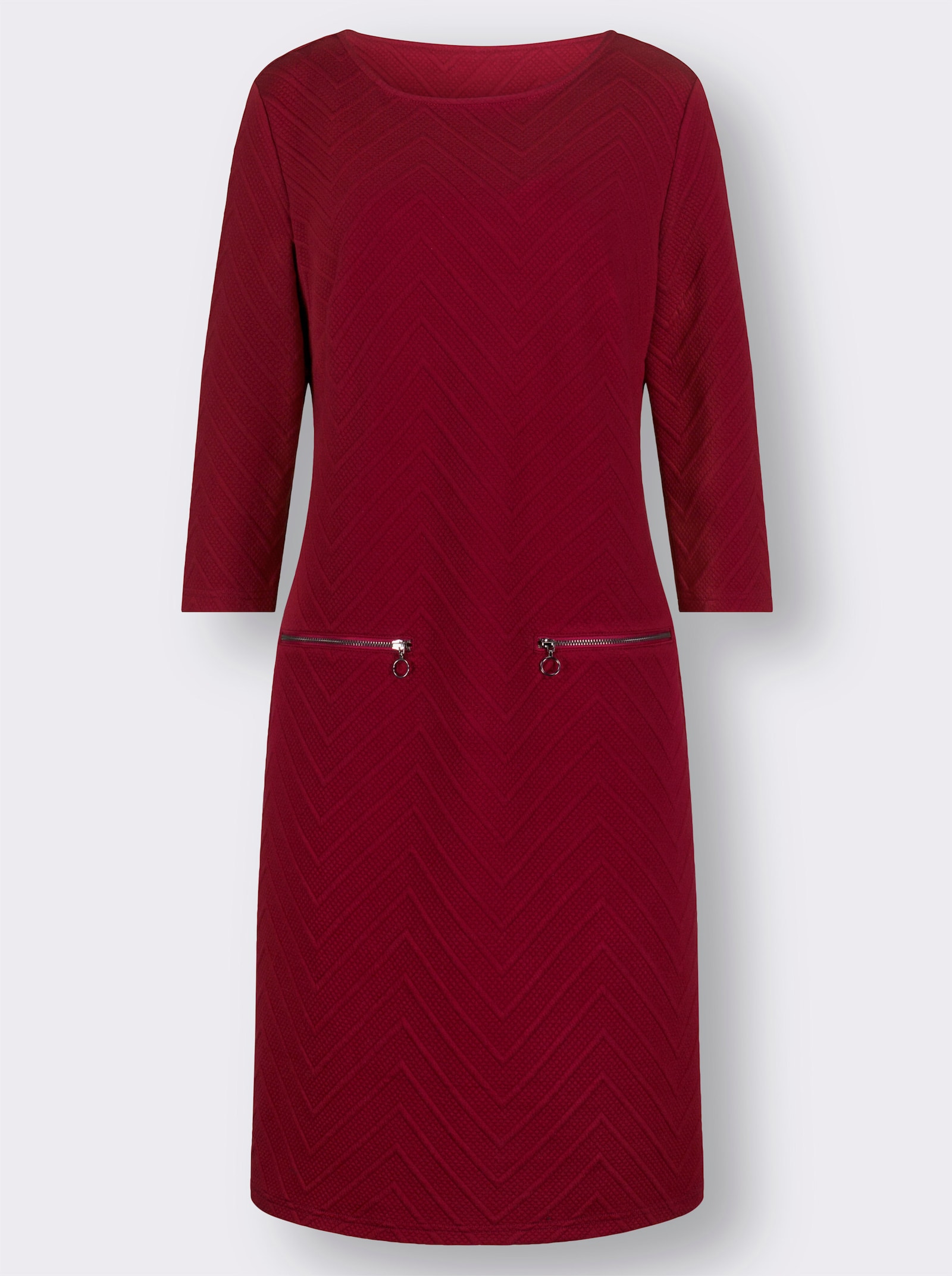 Druckkleid in Jersey-Jacquard-Qualität - dunkelrot