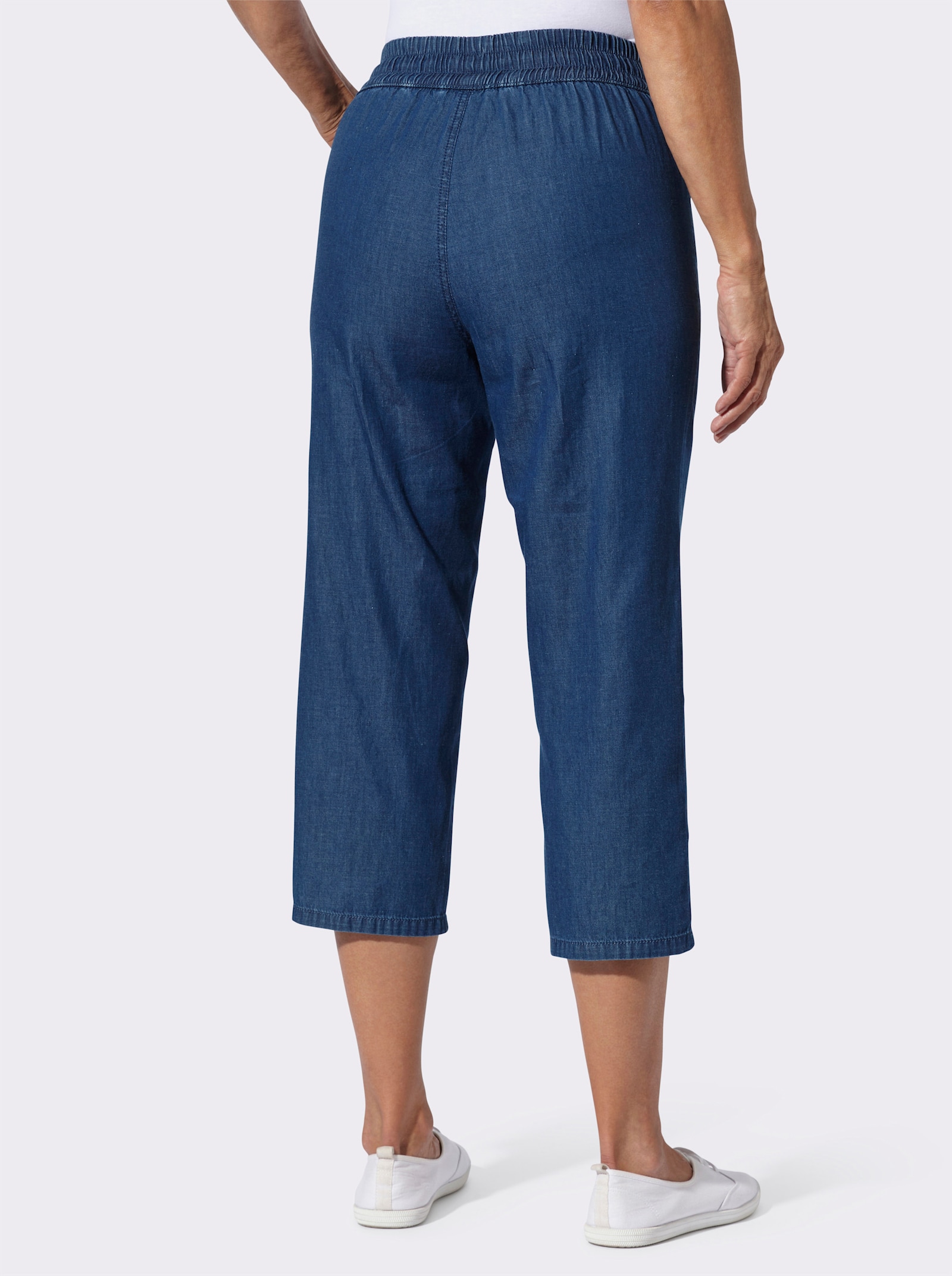 3/4-Jeans mit dekorativen Knöpfen - blue-stone-washed