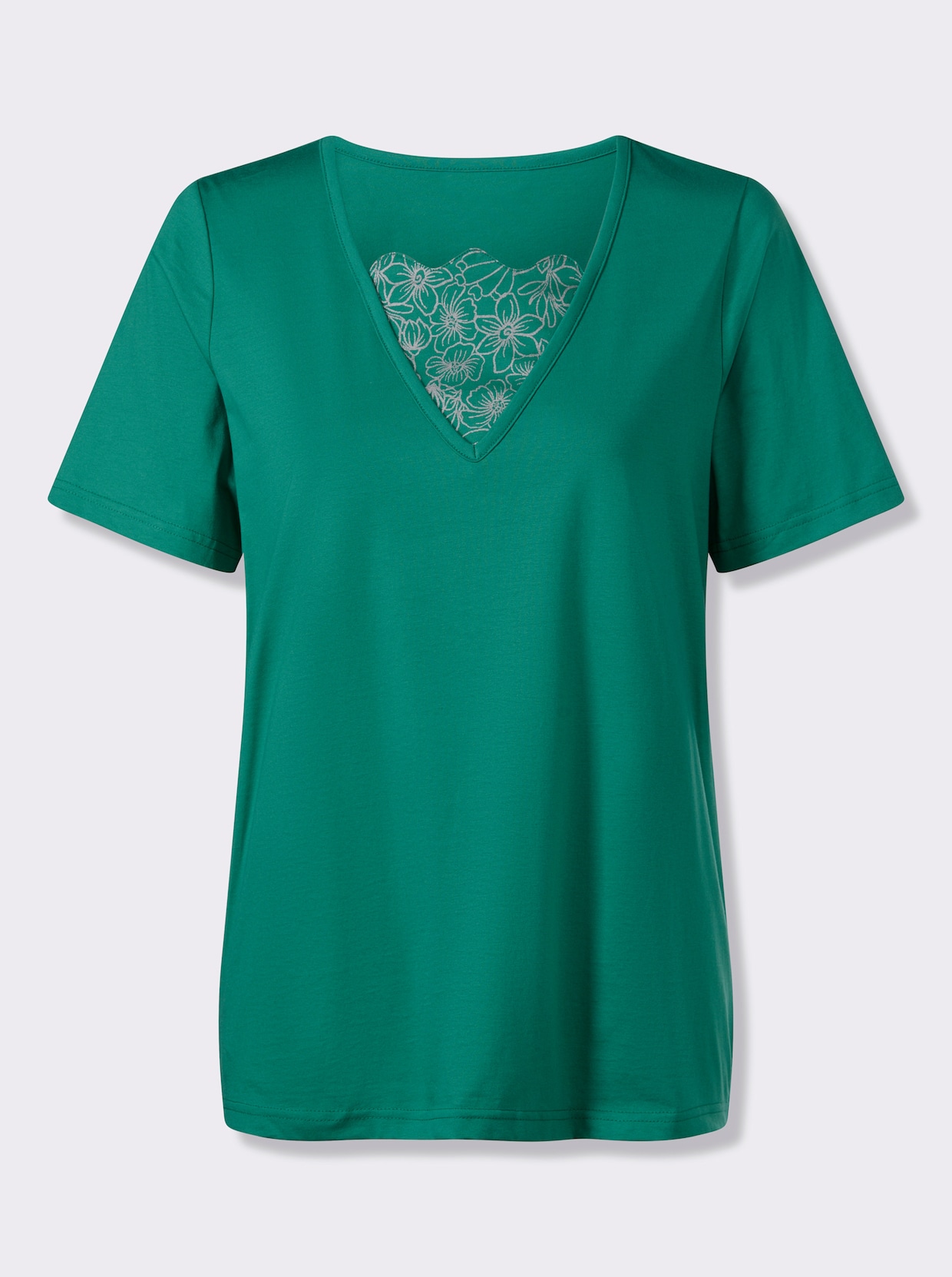 2-in-1-Shirt mit Glitzerdruck - smaragd