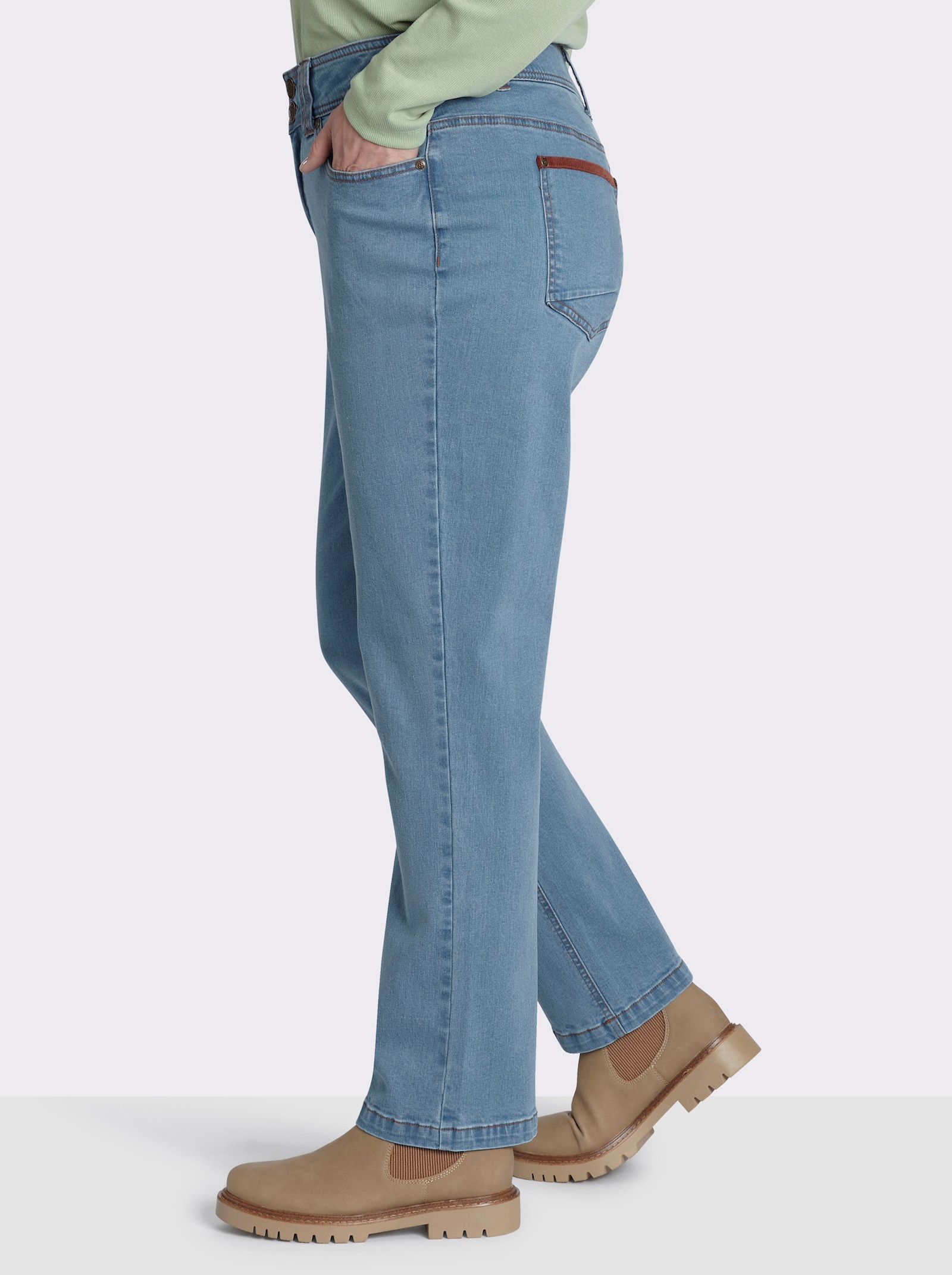 sheego Gerade Jeans für kräftigere Oberschenkel - blue-bleached
