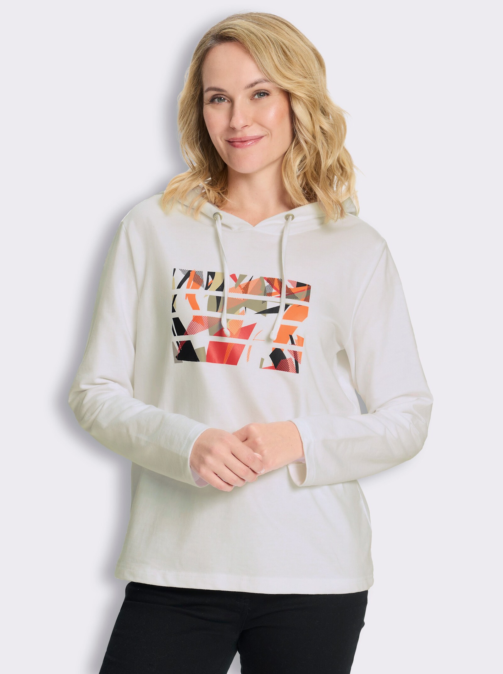 Kapuzensweatshirt mit Druck-Motiv - weiß-bedruckt