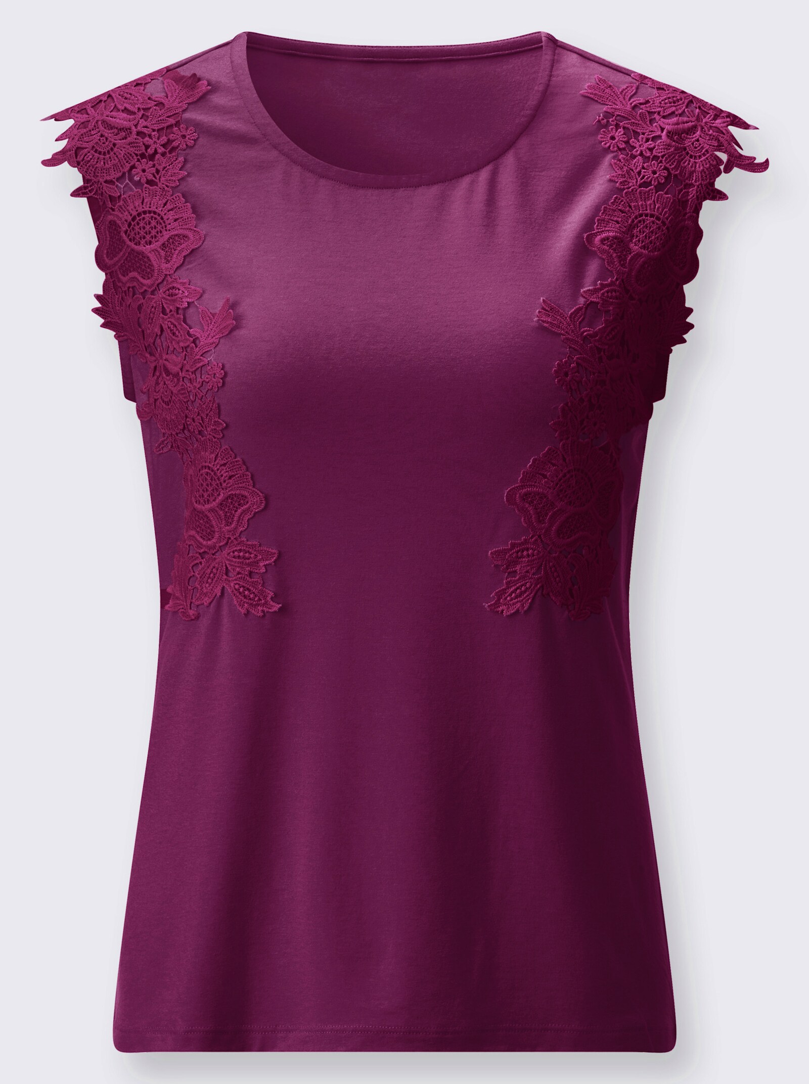 Shirt mit Spitzenborte - malve