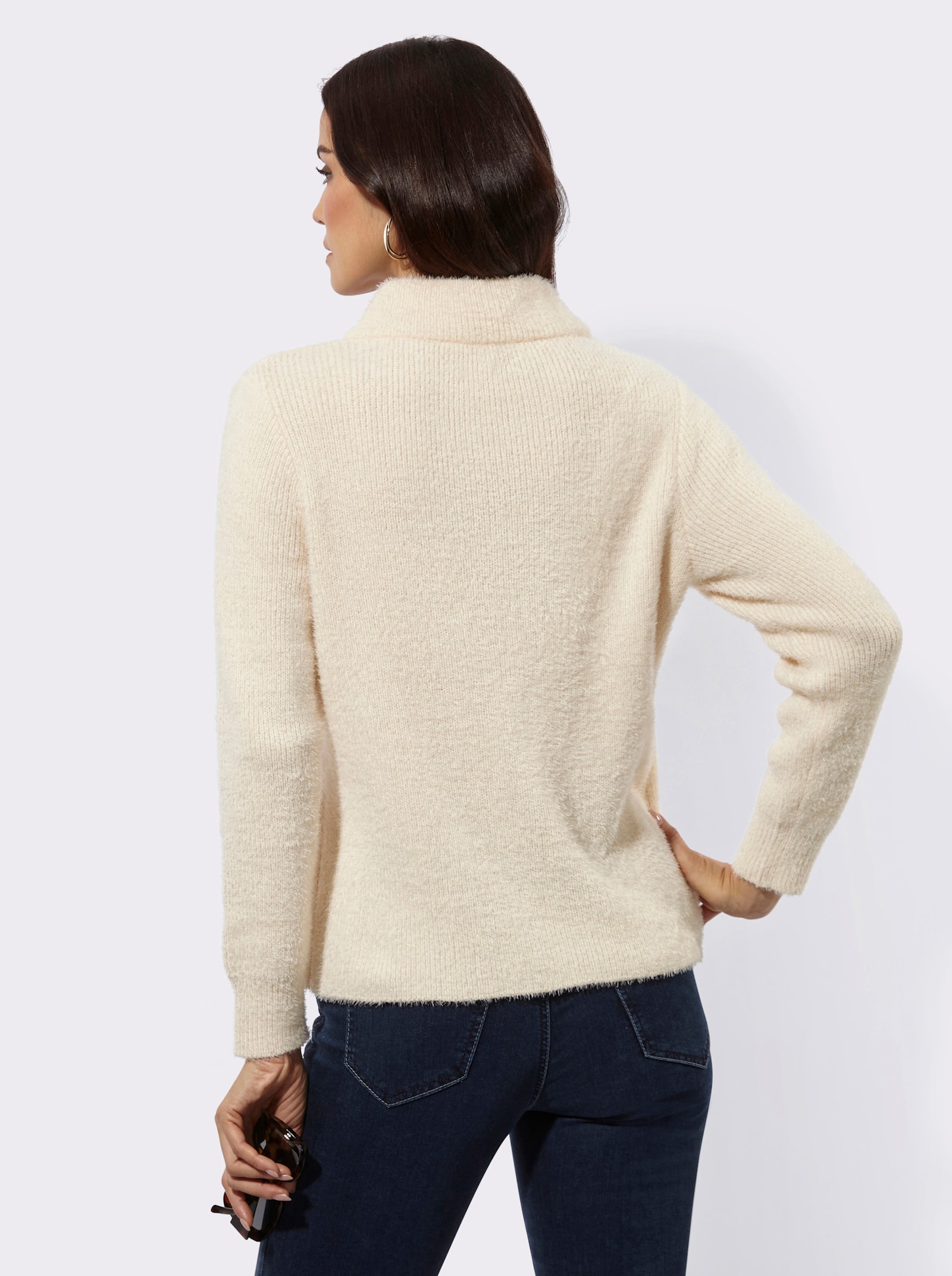 Langarm-Pullover in asymmetrischer Lagen-Optik - champagner