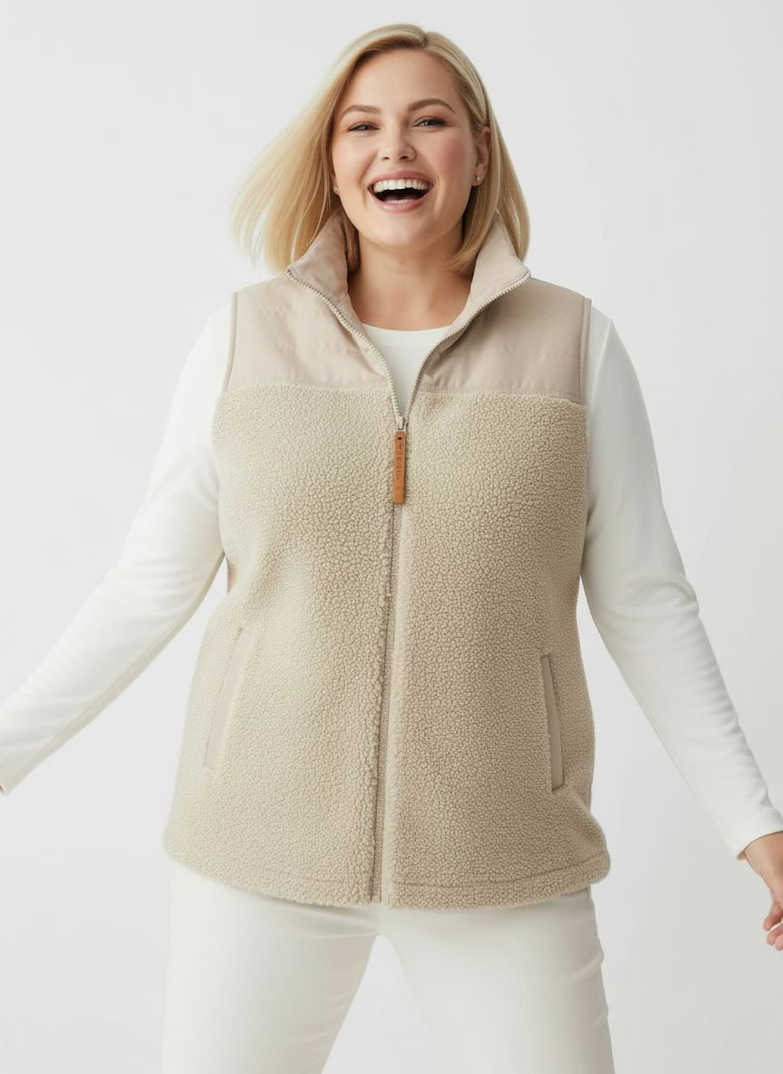 Weste mit Stehkragen - beige