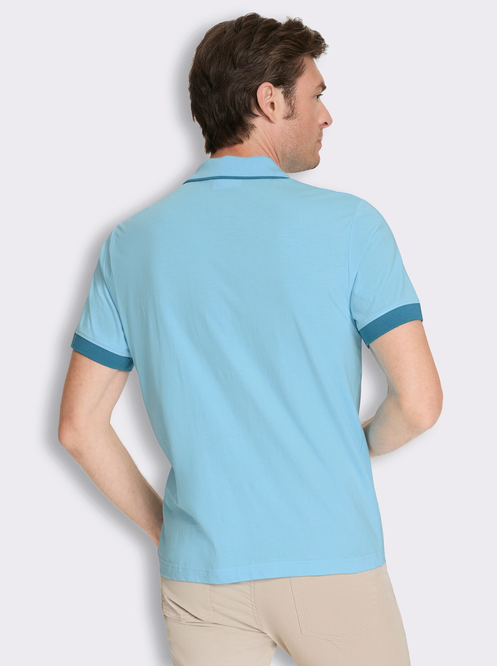 Poloshirt mit kontrastfarbigen Details - aqua