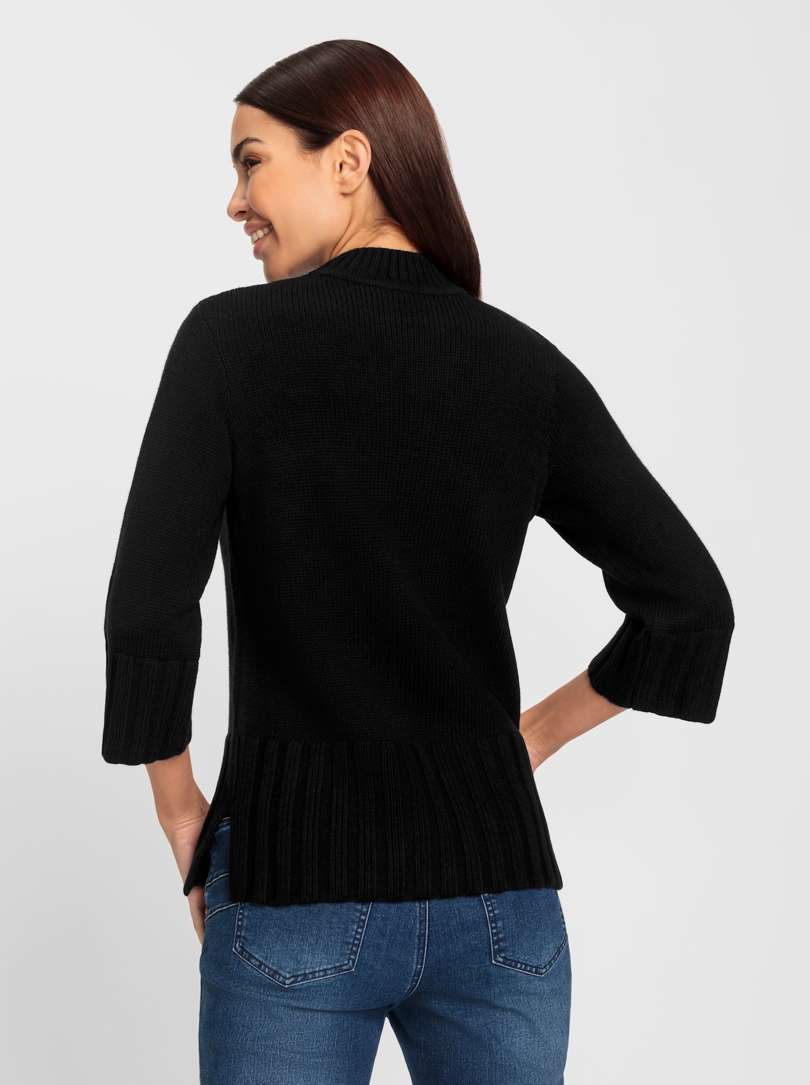 heine 3/4 Arm-Pullover mit Seitenschlitzen - schwarz