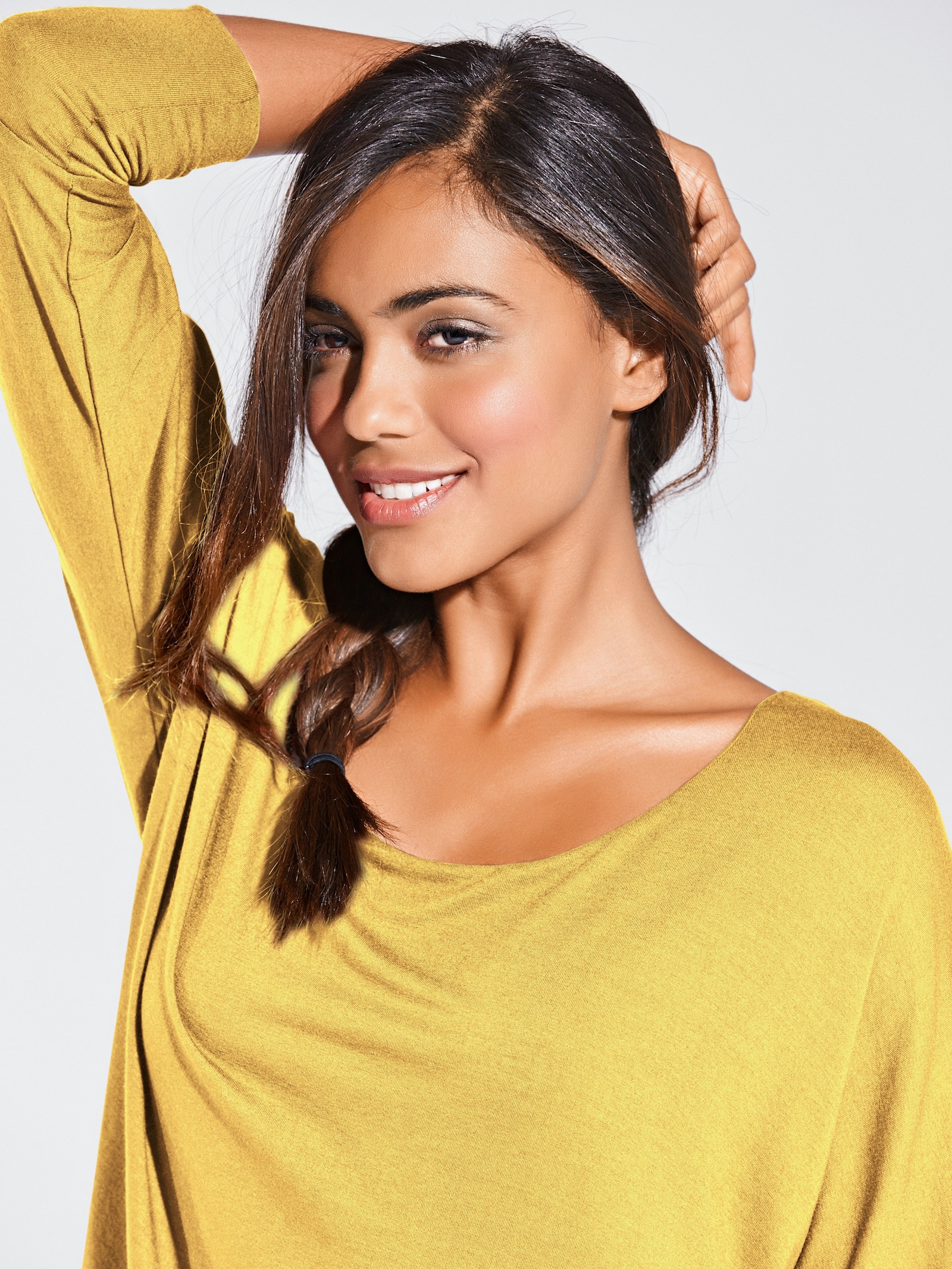 heine Shirt met ronde hals en vleermuismouwen - zonnegeel