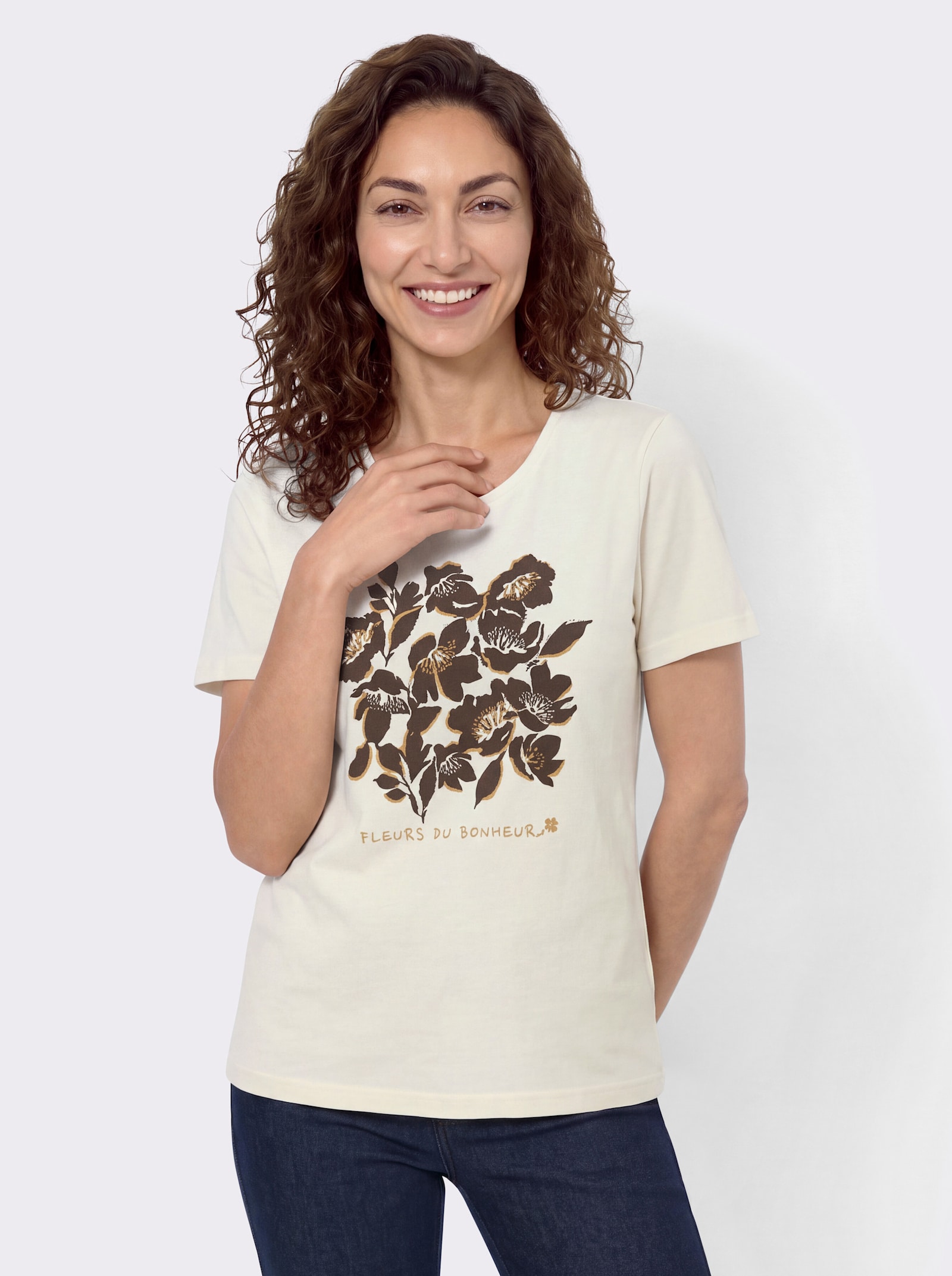 Shirt mit Druck vorne - champagner-schoko-bedruckt