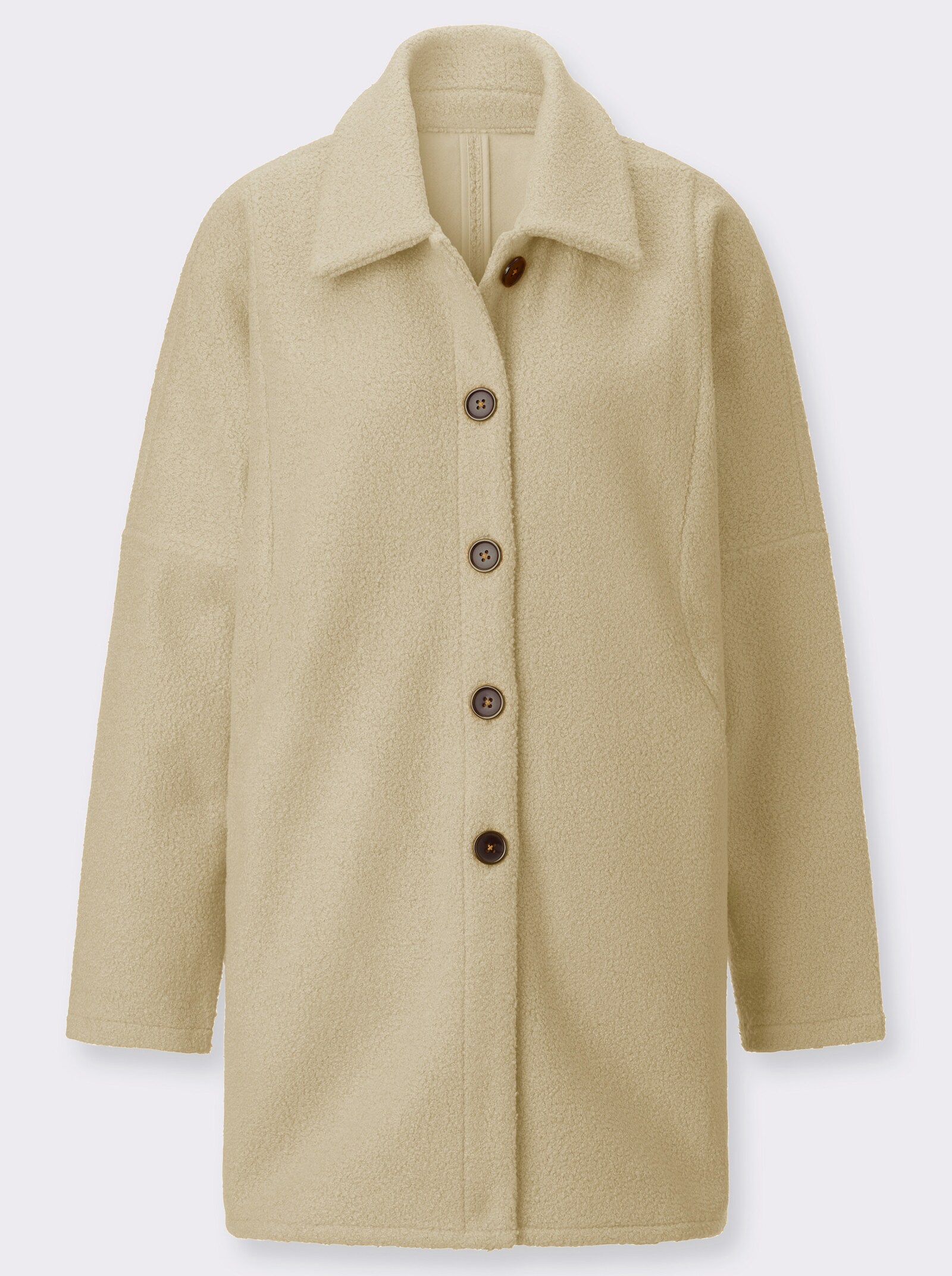 Longjacke mit Fledermausärmeln, Bouclé-Qualität - sand