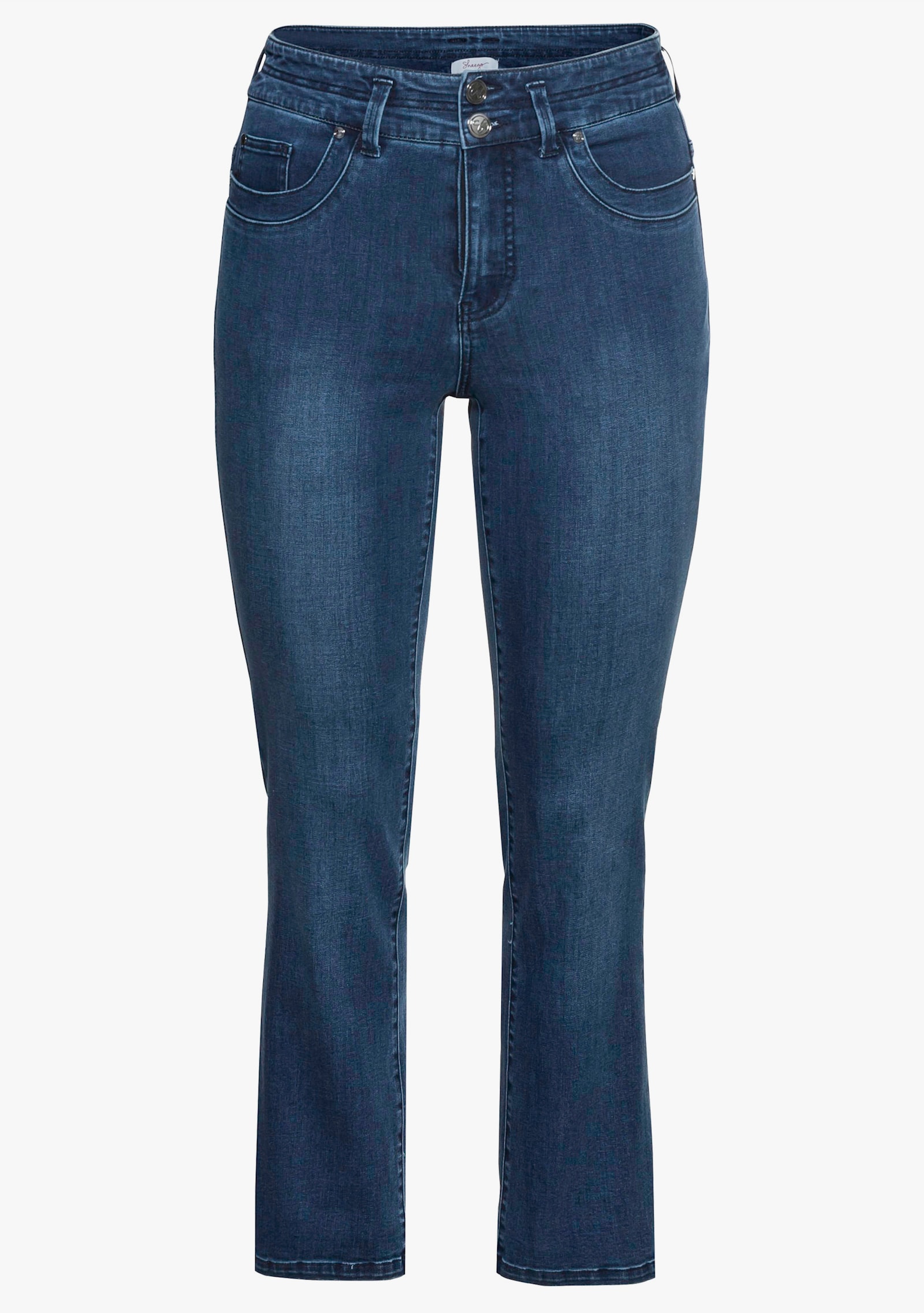 sheego Rechte jeans voor stevigere bovenbenen - dark blue denim