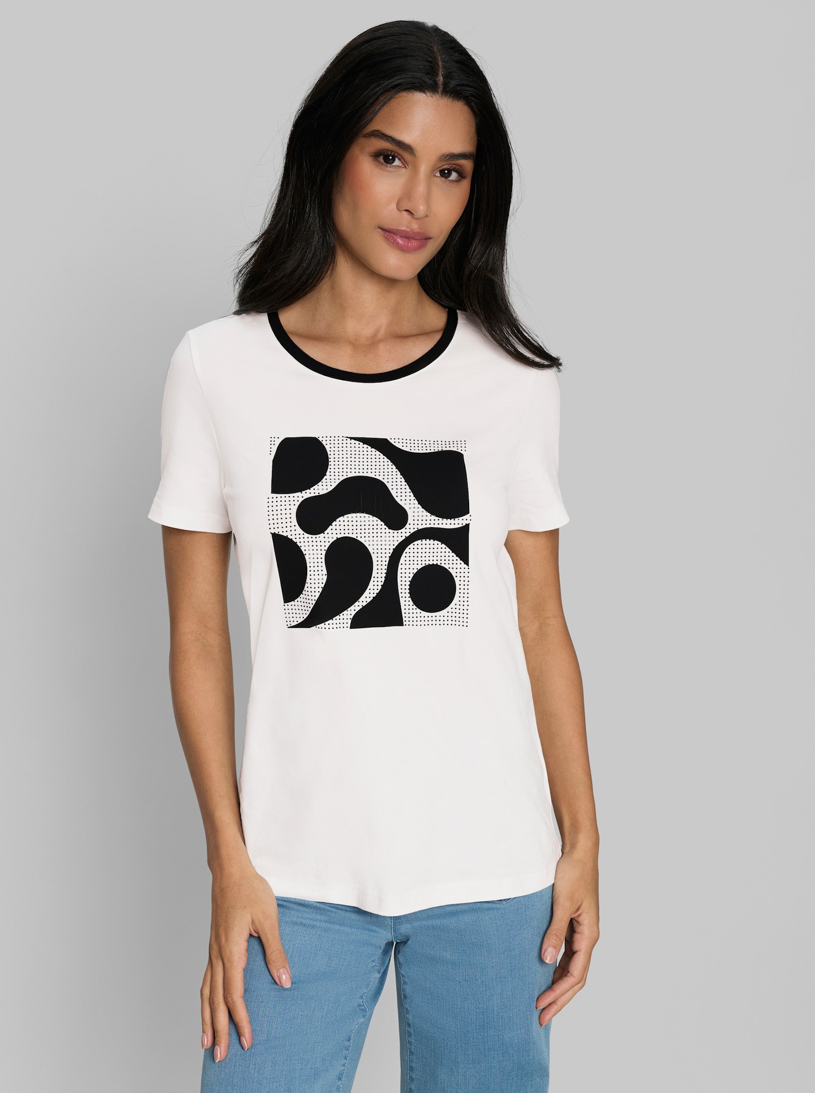 heine Kurzarmshirt mit Glitzersteinchen - ecru