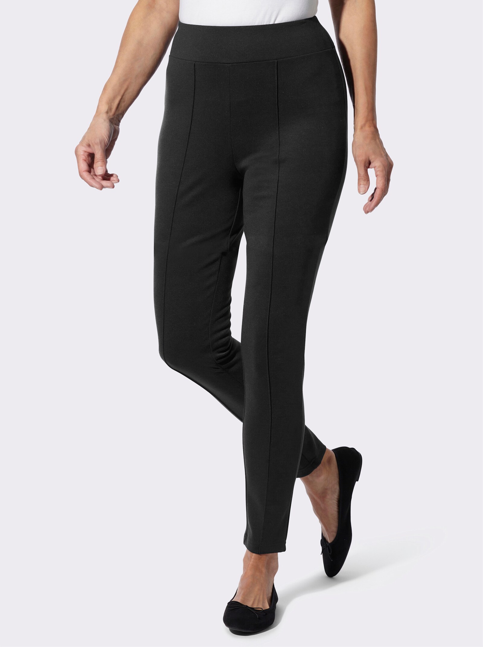 Freizeithose mit Biesenverzierung - schwarz