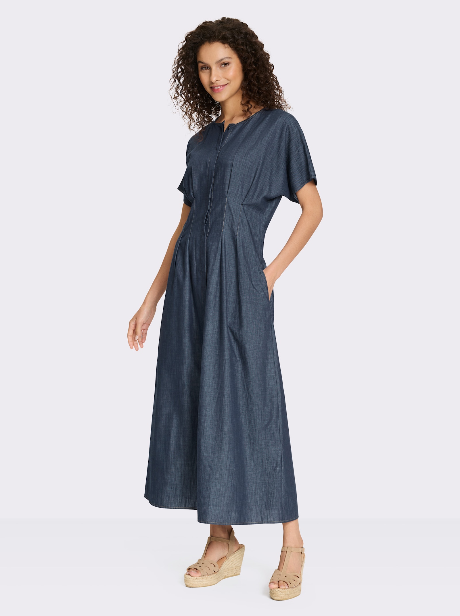 heine Vrijetijdsjurk met geaccentueerde taille - rookblauw gemêleerd