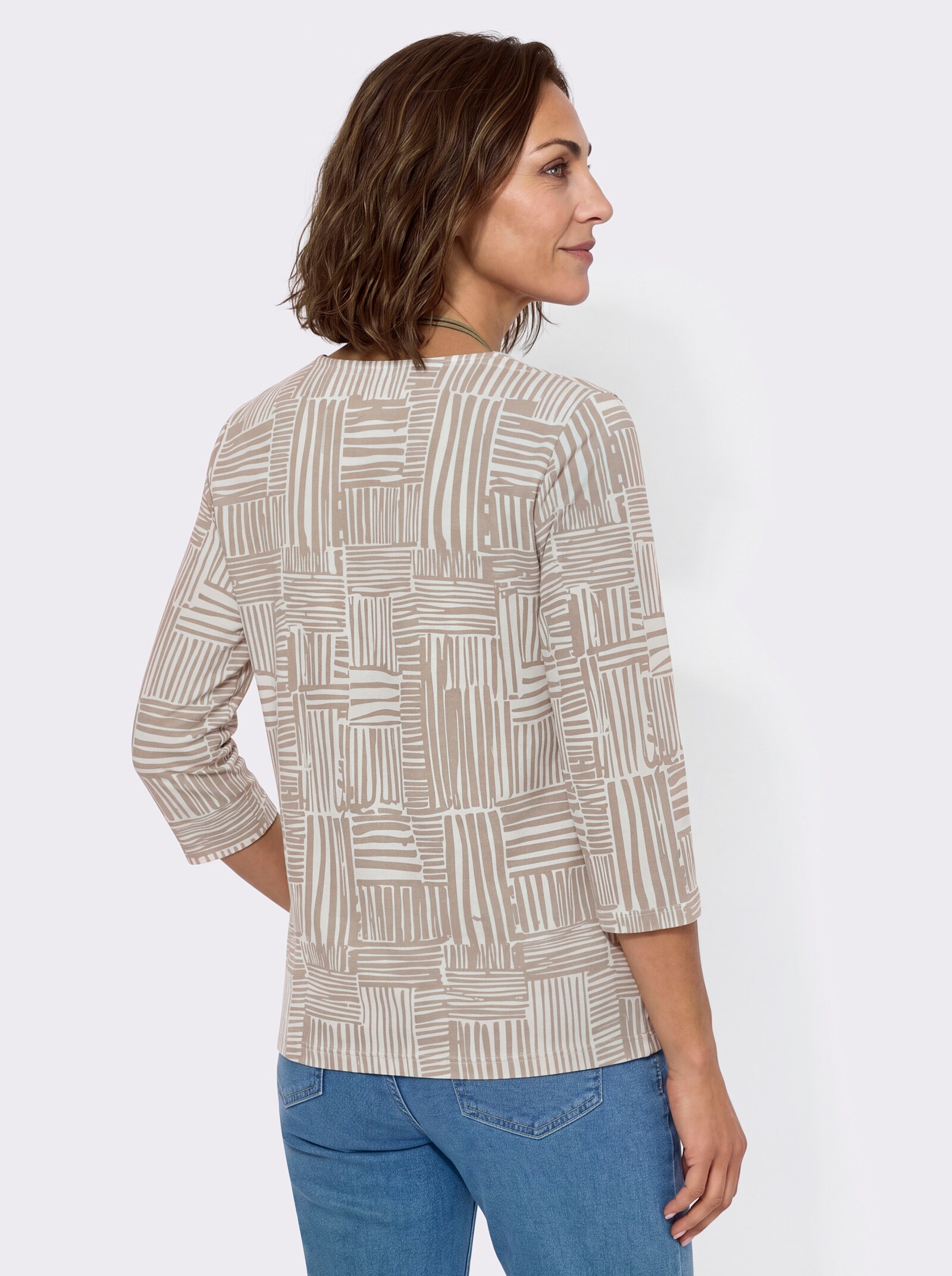 Print-Shirt mit 3/4-Ärmeln - beige-ecru-gemustert