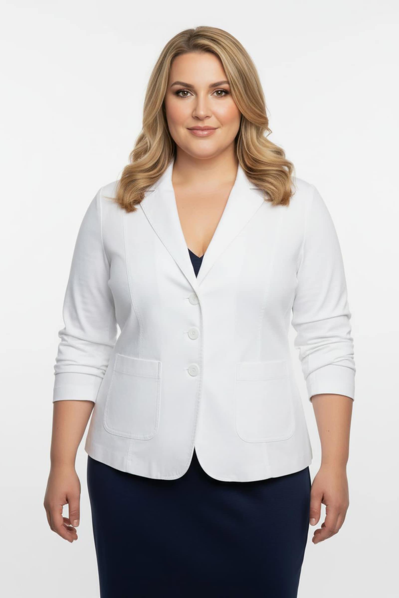 Jackenblazer mit Schulterpolstern - weiß