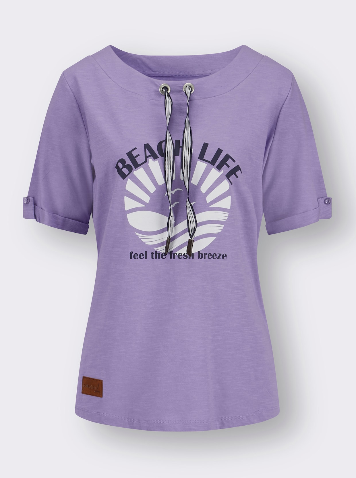 Rundhalsshirt - lavendel-ecru-bedruckt