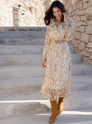 Druckkleid - schilf-champagner-bedruckt