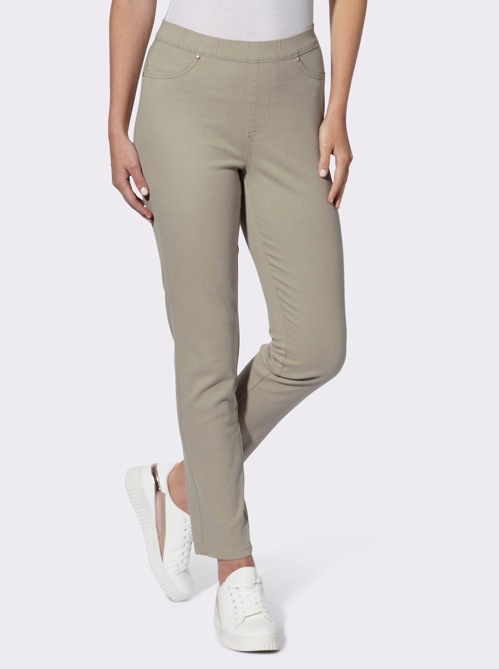 Navlékací kalhoty s elastickým pasem - hnědá