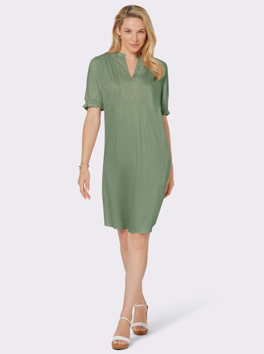 Webkleid mit Rüschen - eucalyptus