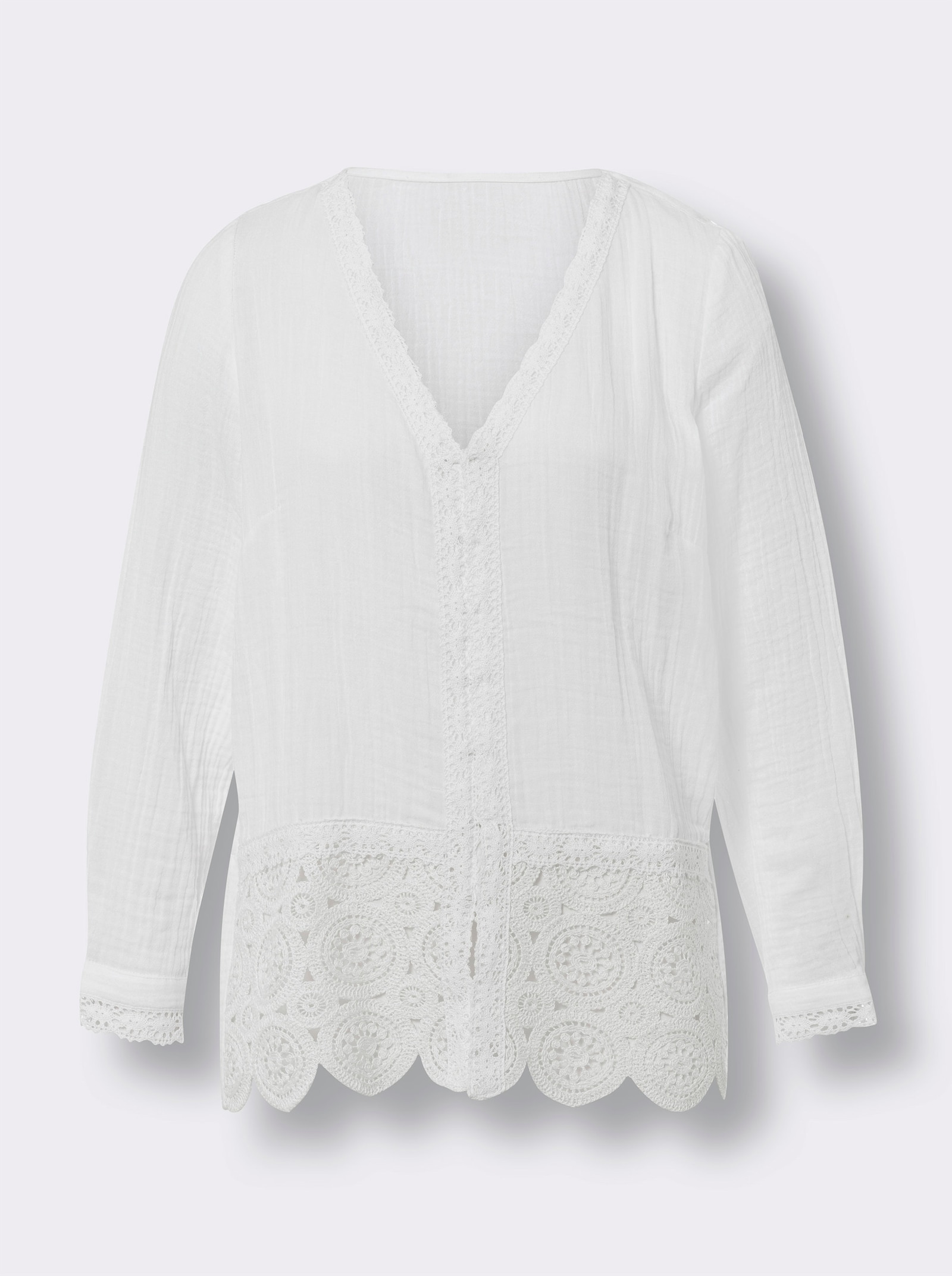 heine Langarm-Bluse mit Schößchen - ecru