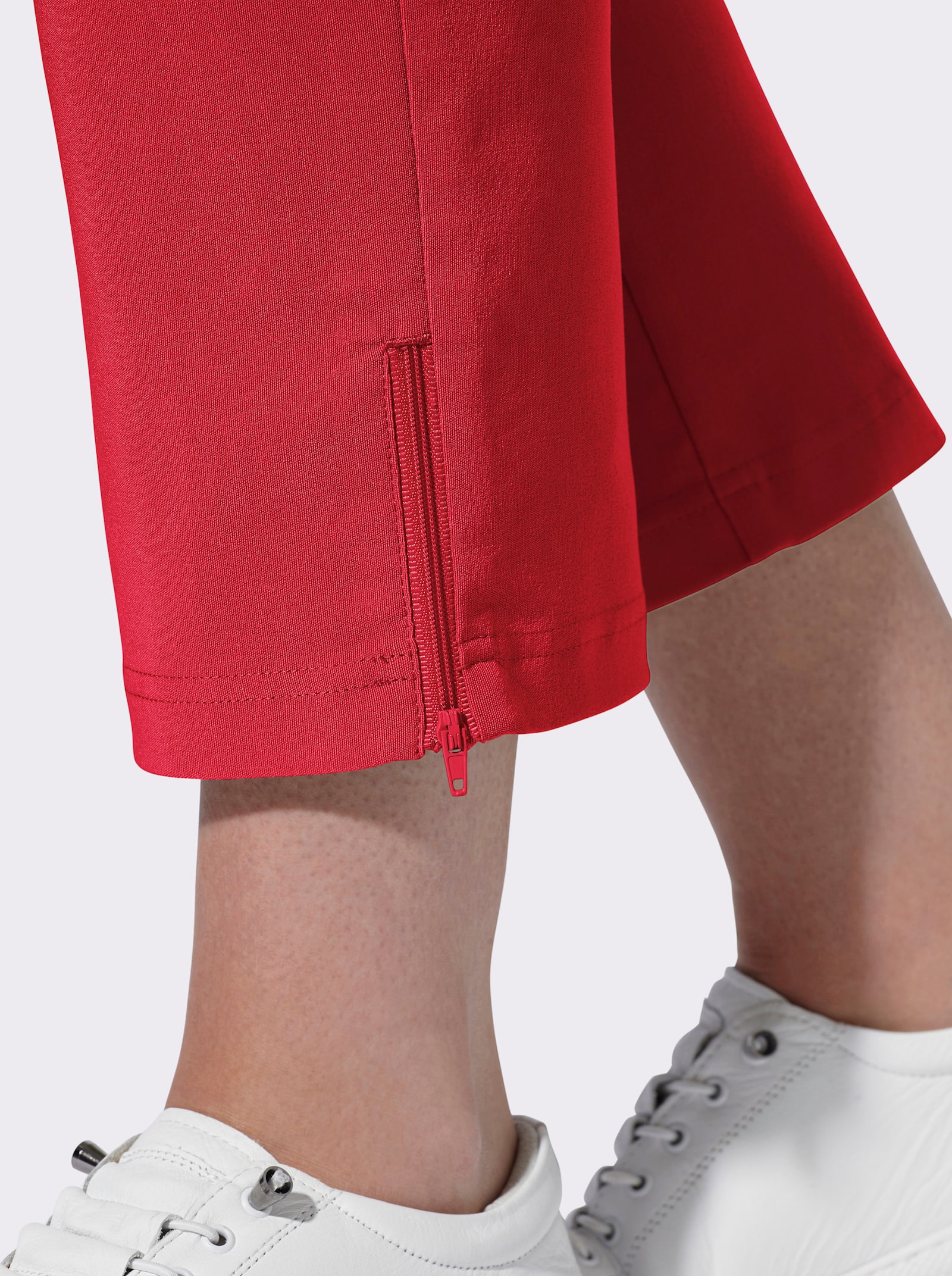 7/8-broek met ritssluitingen aan de zoom - rood