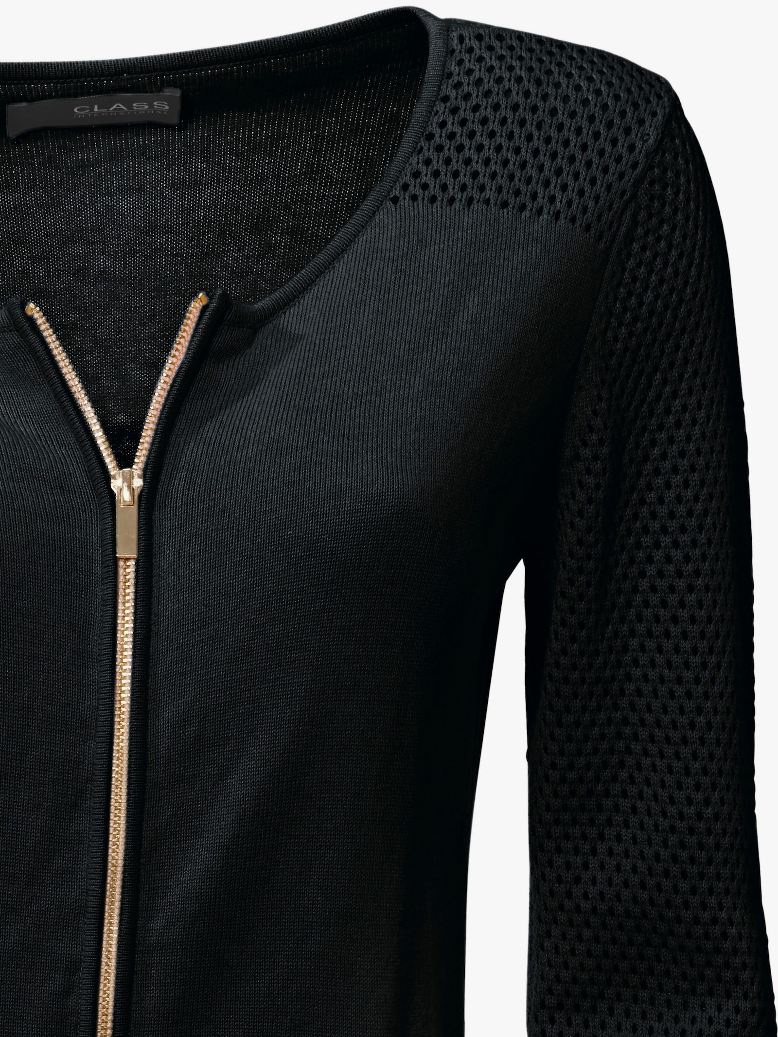 heine Feinstrickjacke mit 2-Wege-Reißverschluss - schwarz