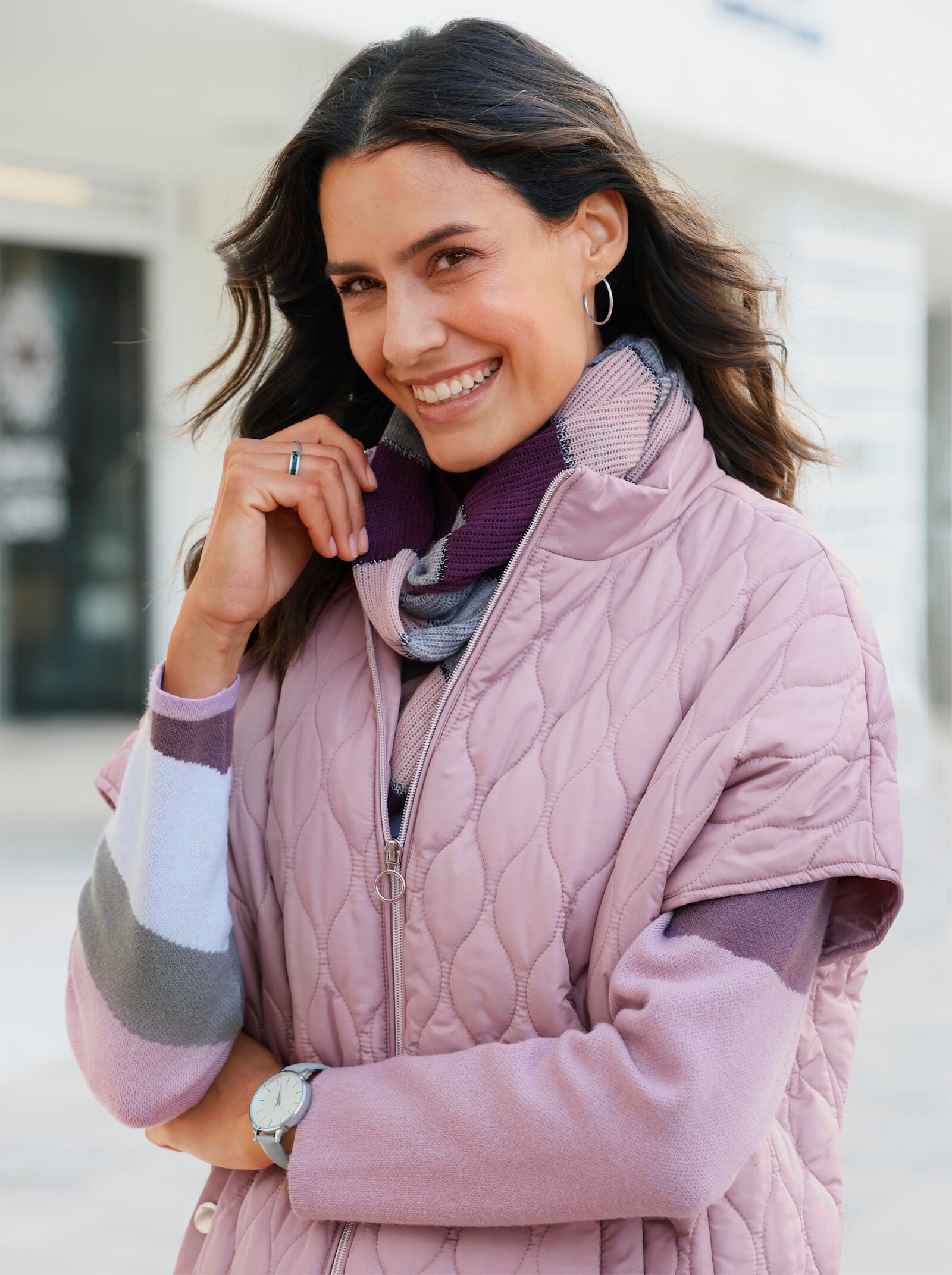 Steppweste in Oversize-Schnitt - mauve