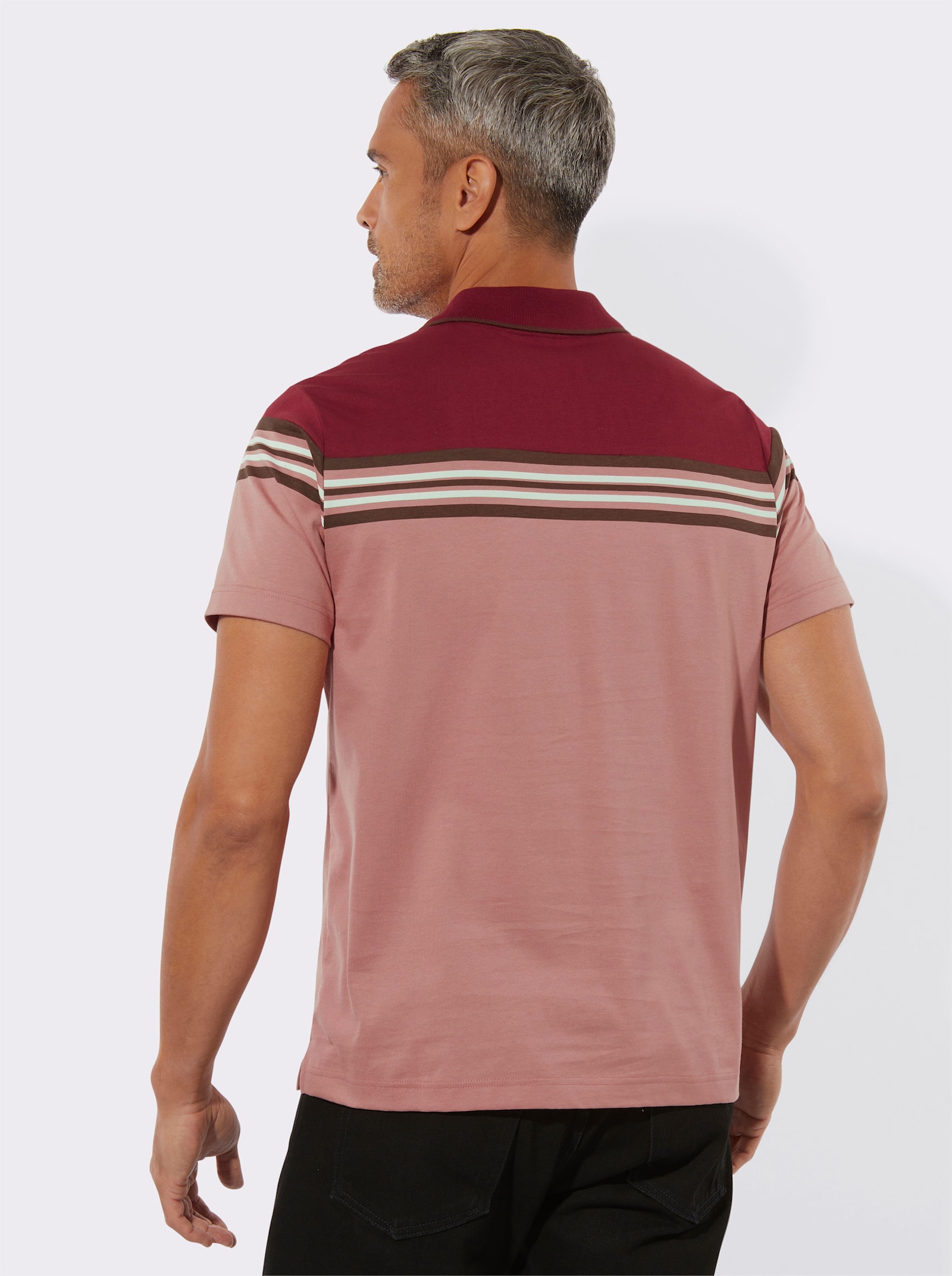 Polokošeľa-farebné kontrasty - tmavočervená-ružové drevo