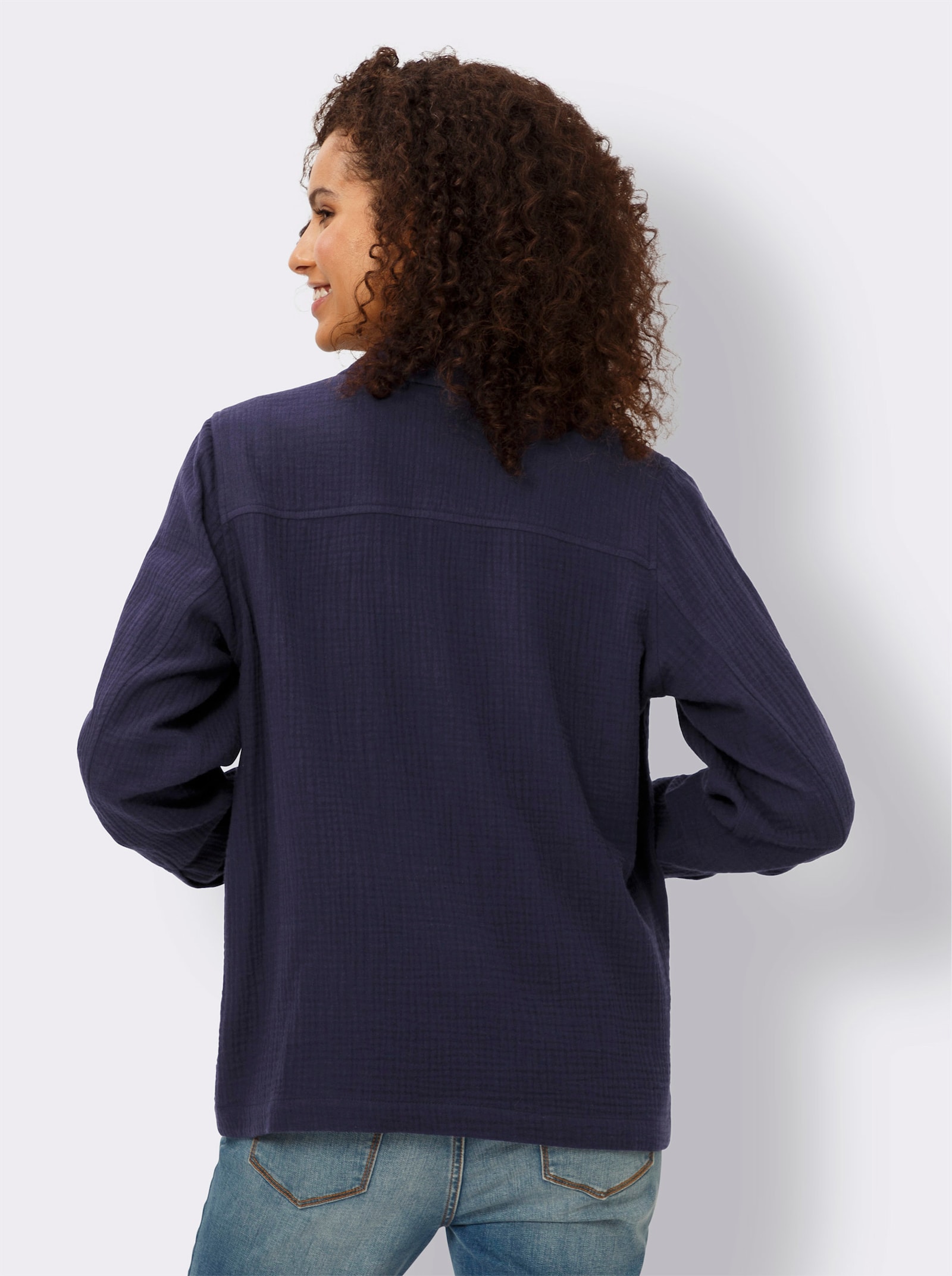 heine Blusenjacke mit Knöpfen in Horn-Optik - marine